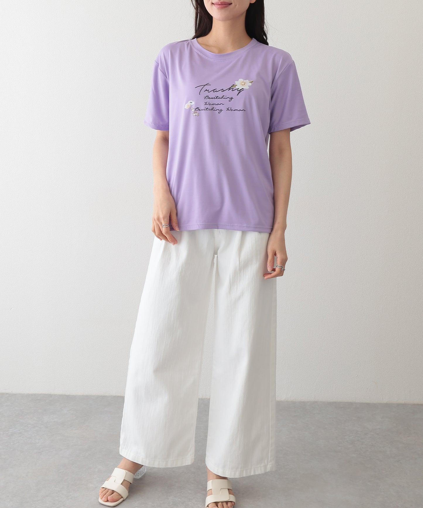 ロゴ フラワー プリント 半袖 Tシャツ