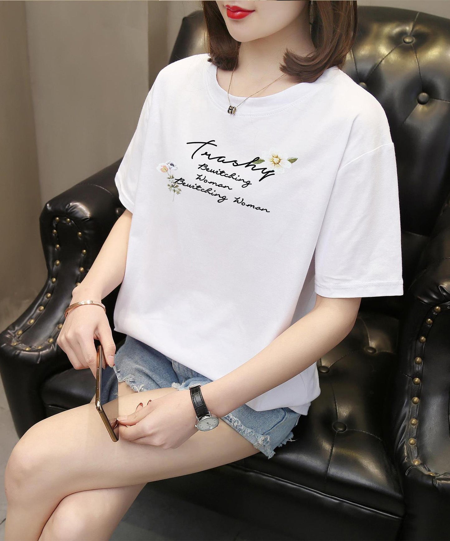ロゴ フラワー プリント 半袖 Tシャツ