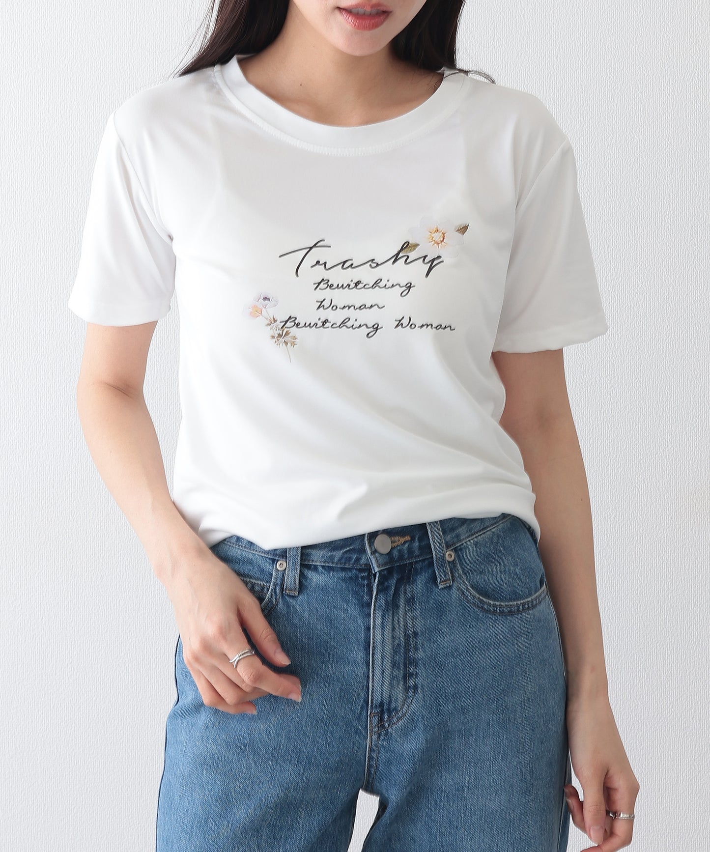 ロゴ フラワー プリント 半袖 Tシャツ