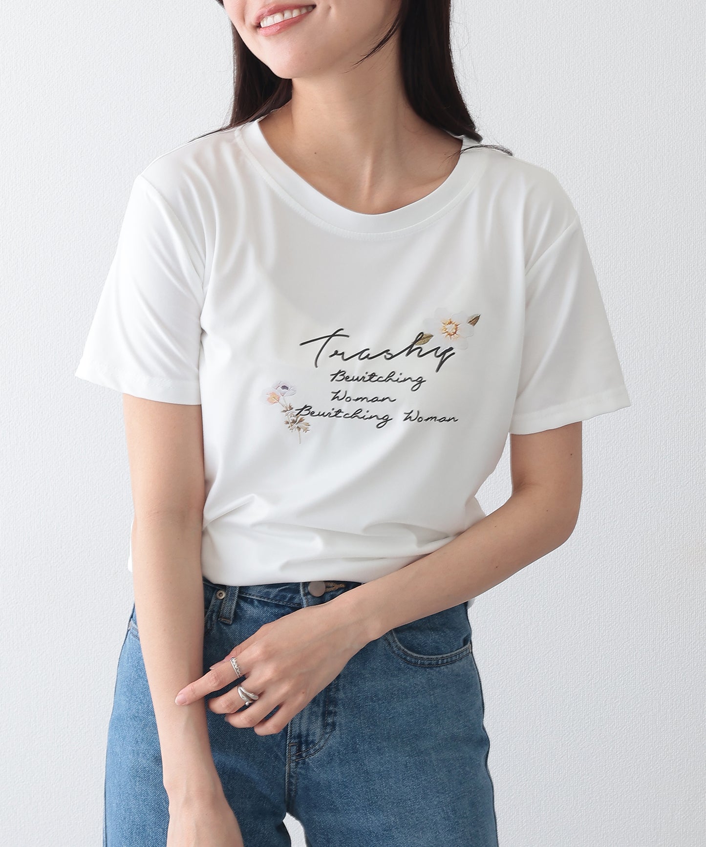 ロゴ フラワー プリント 半袖 Tシャツ