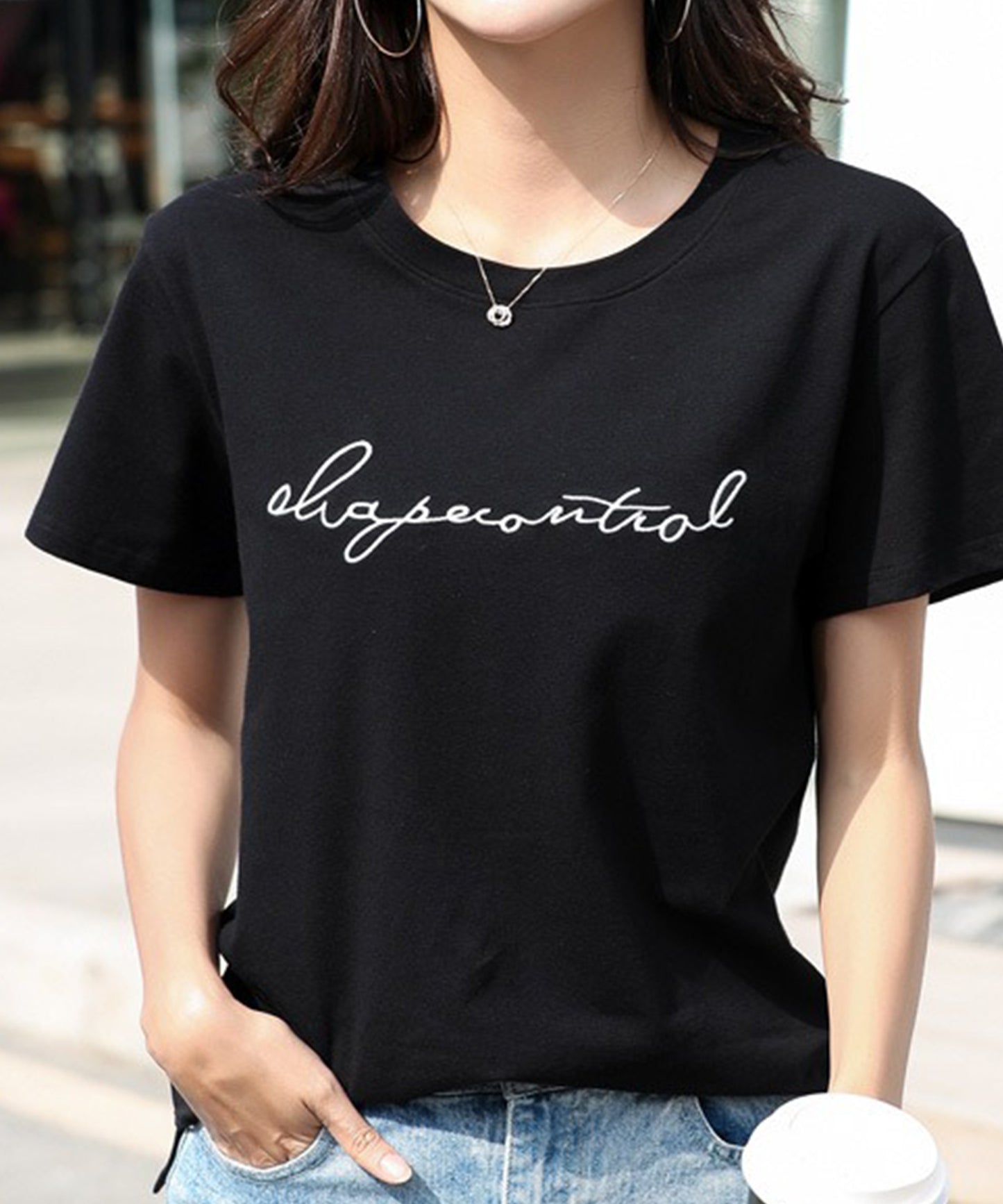 配色 ロゴ 刺繍 クルーネック Tシャツ