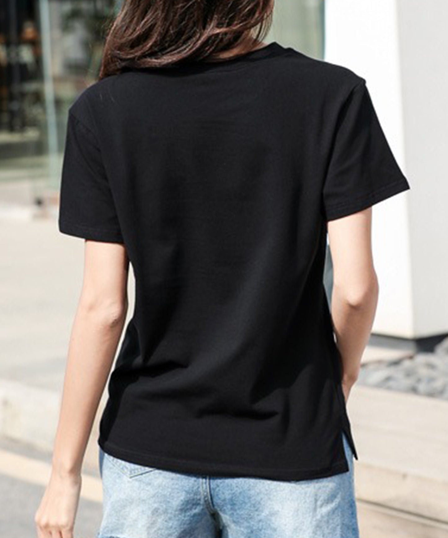 配色 ロゴ 刺繍 クルーネック Tシャツ