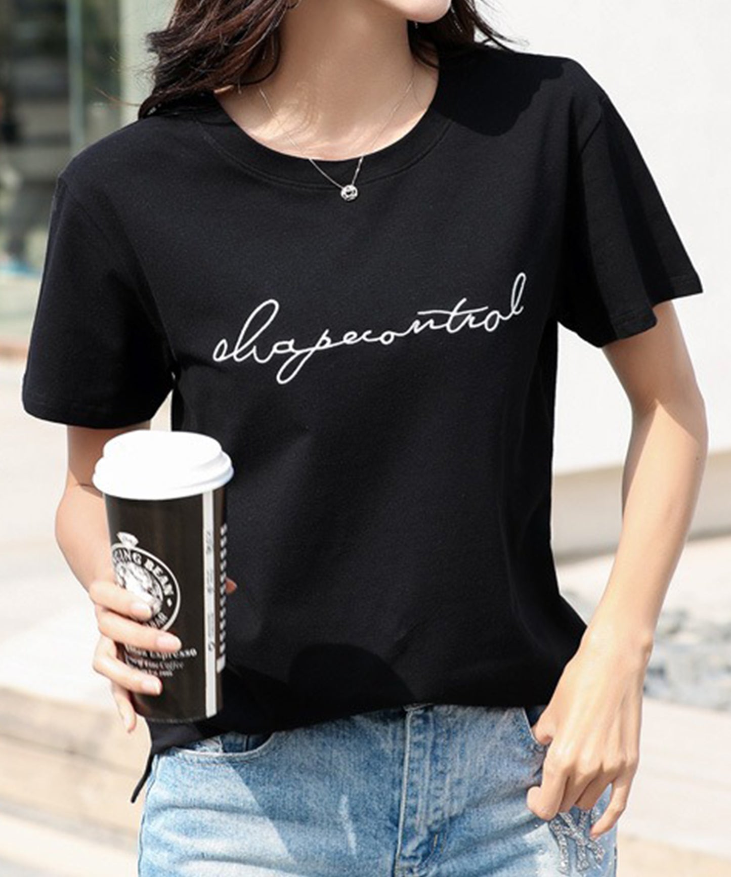 配色 ロゴ 刺繍 クルーネック Tシャツ