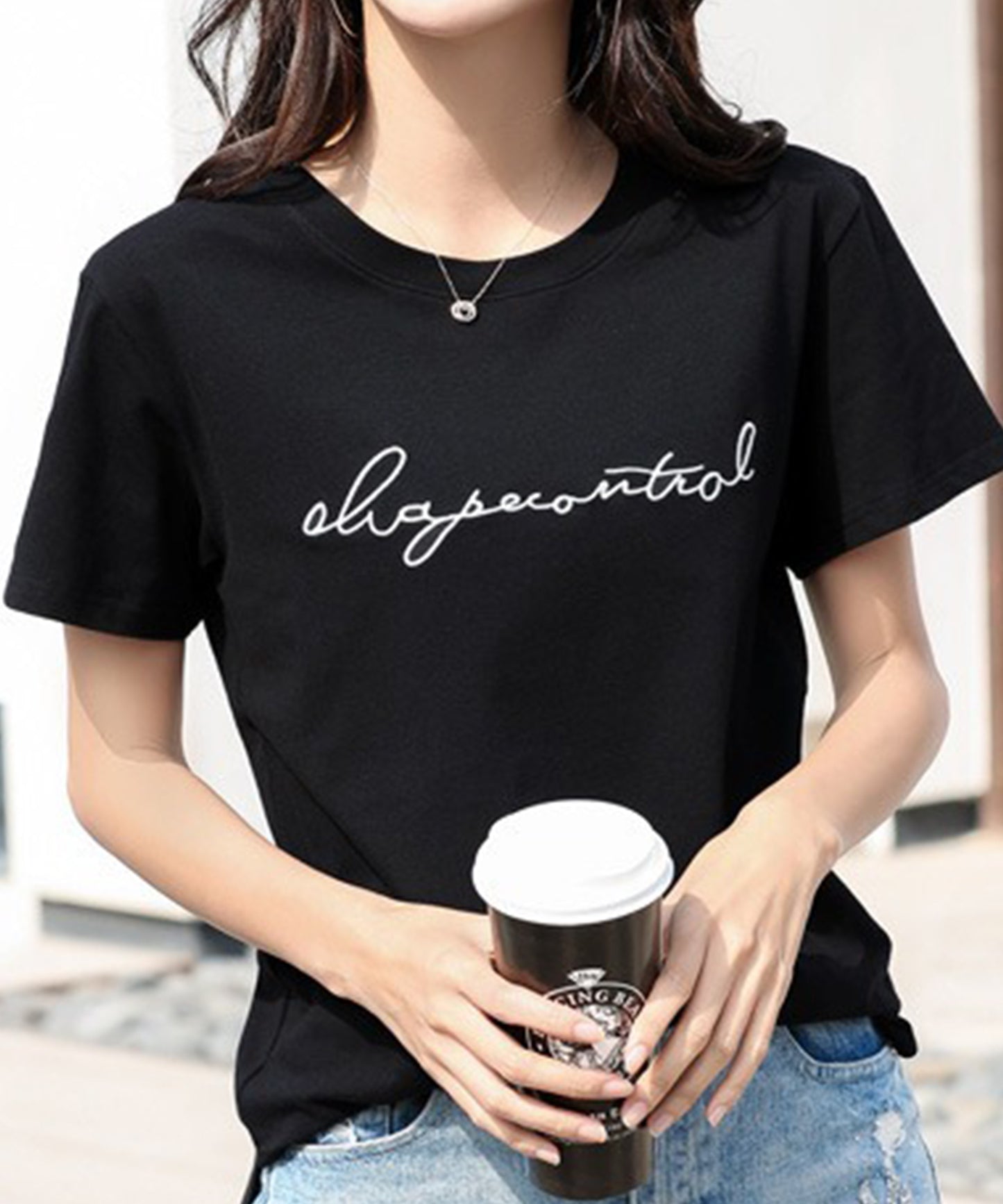 配色 ロゴ 刺繍 クルーネック Tシャツ
