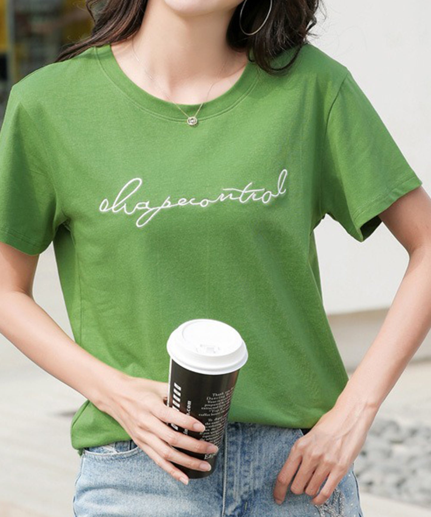 配色 ロゴ 刺繍 クルーネック Tシャツ