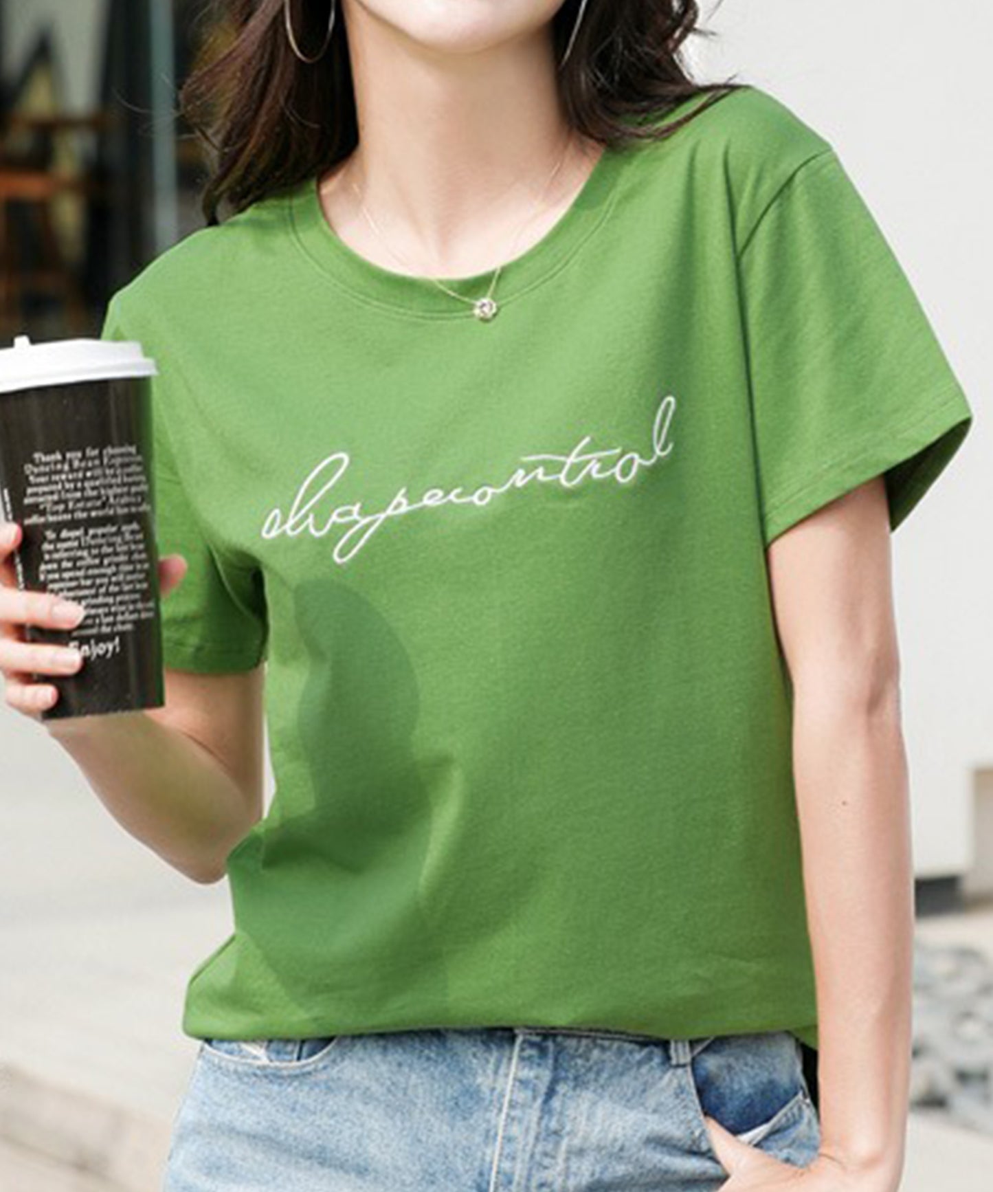 配色 ロゴ 刺繍 クルーネック Tシャツ
