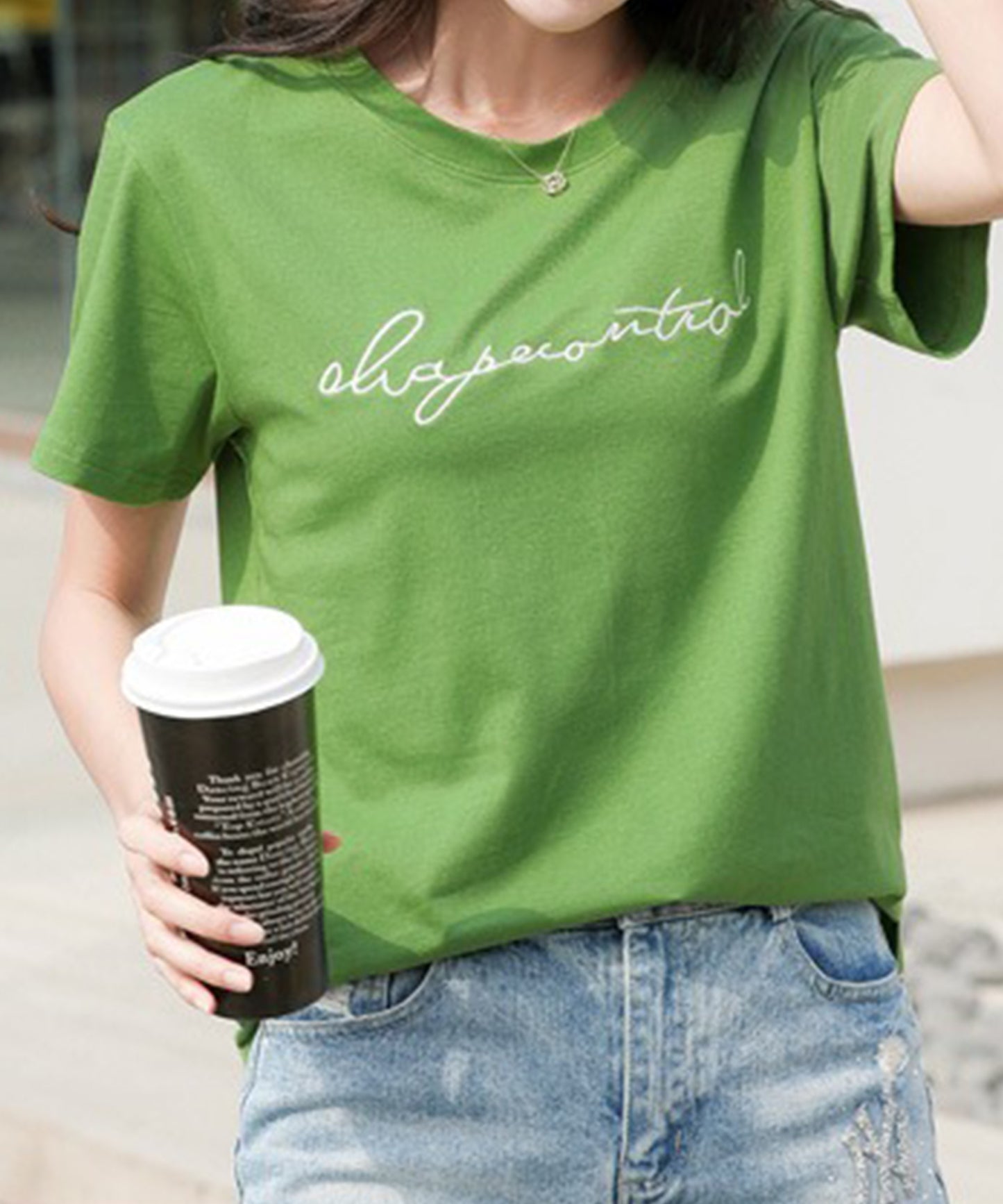 配色 ロゴ 刺繍 クルーネック Tシャツ