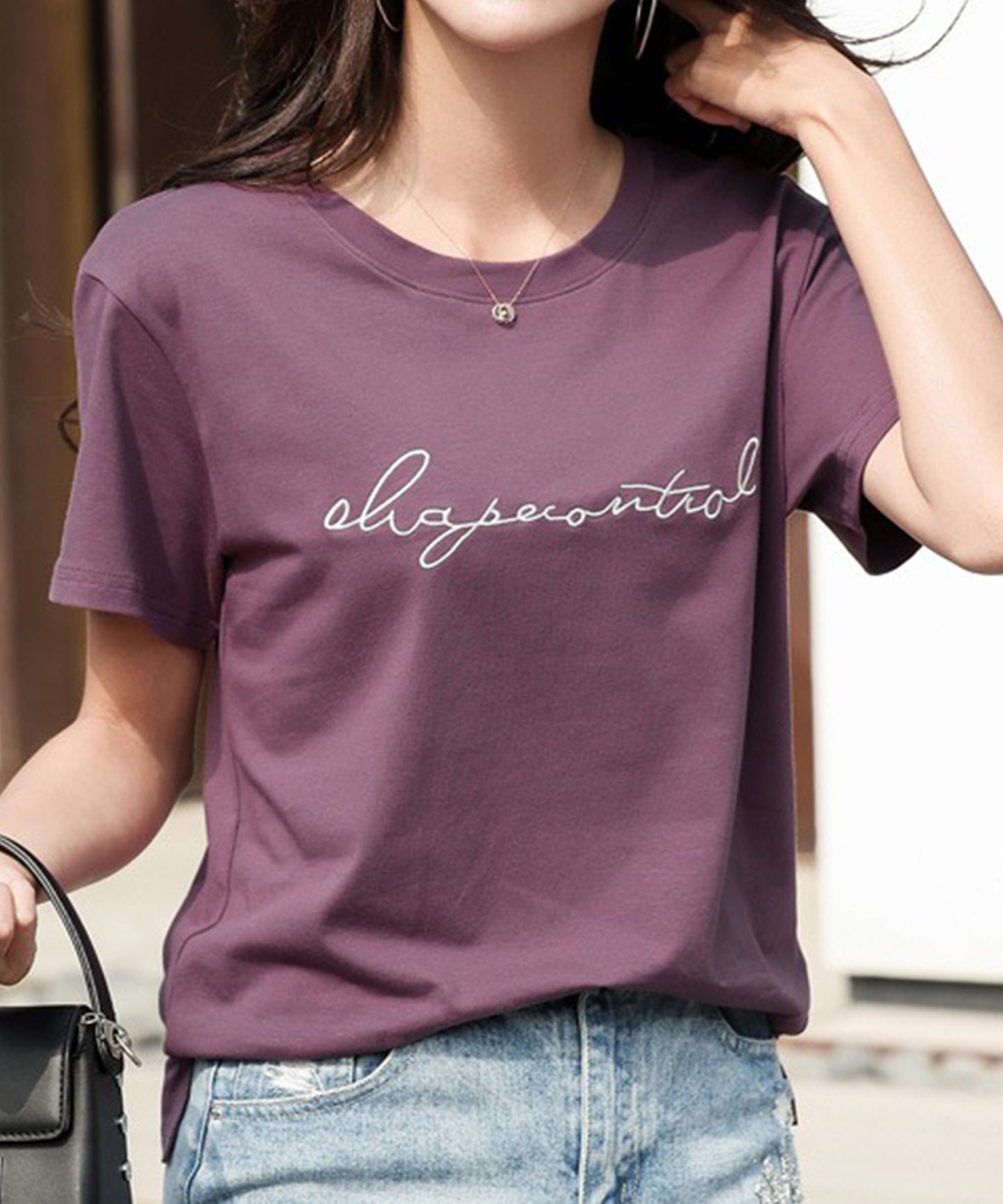 配色 ロゴ 刺繍 クルーネック Tシャツ
