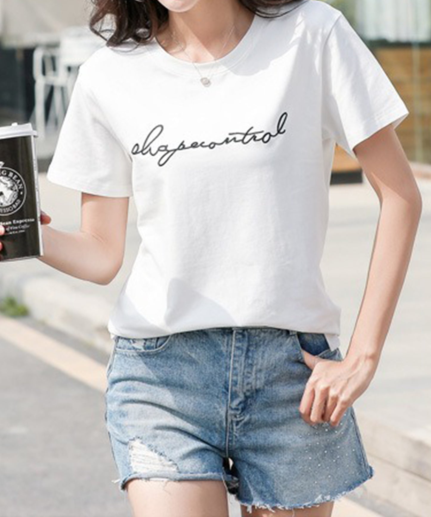 配色 ロゴ 刺繍 クルーネック Tシャツ