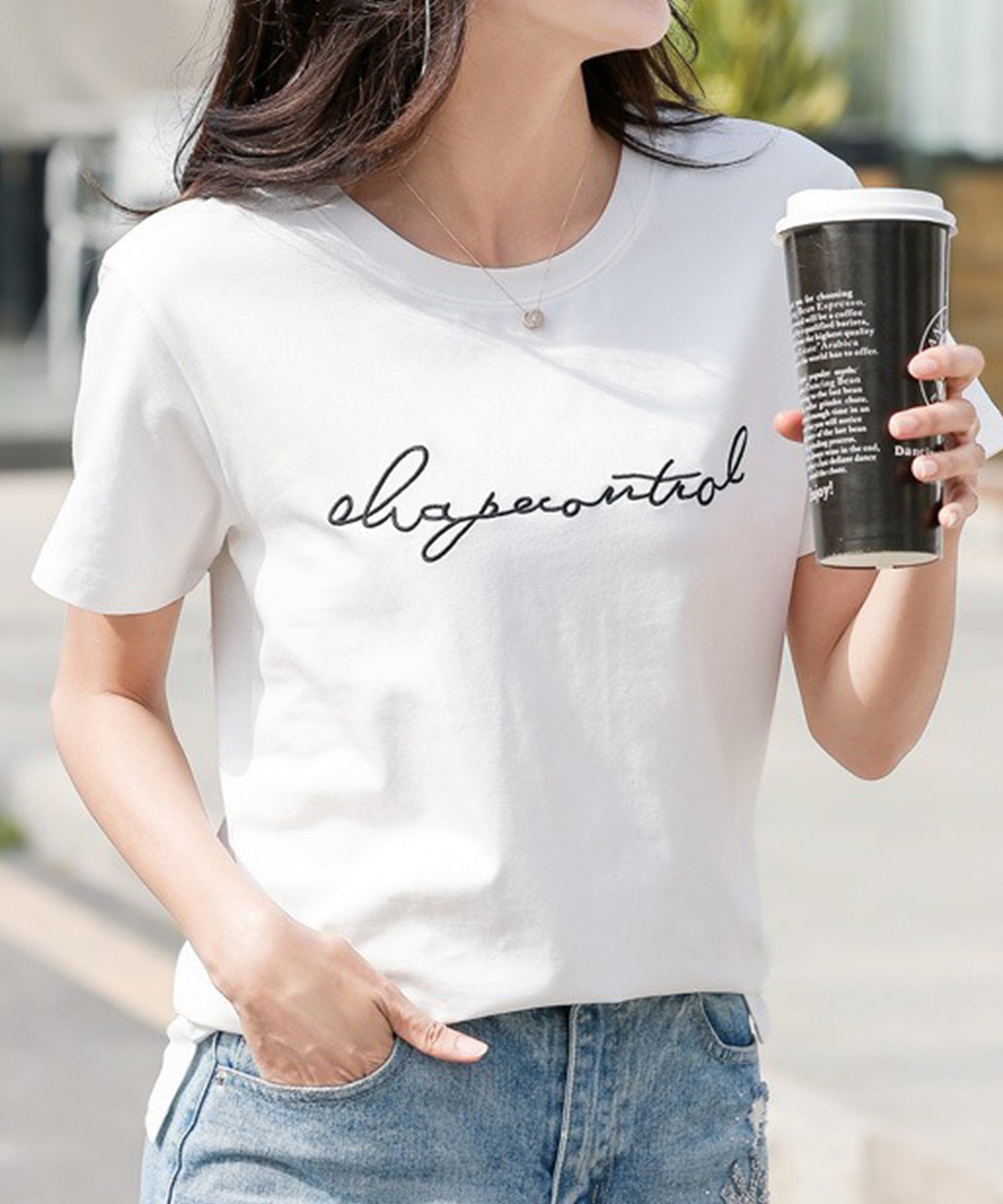 配色 ロゴ 刺繍 クルーネック Tシャツ