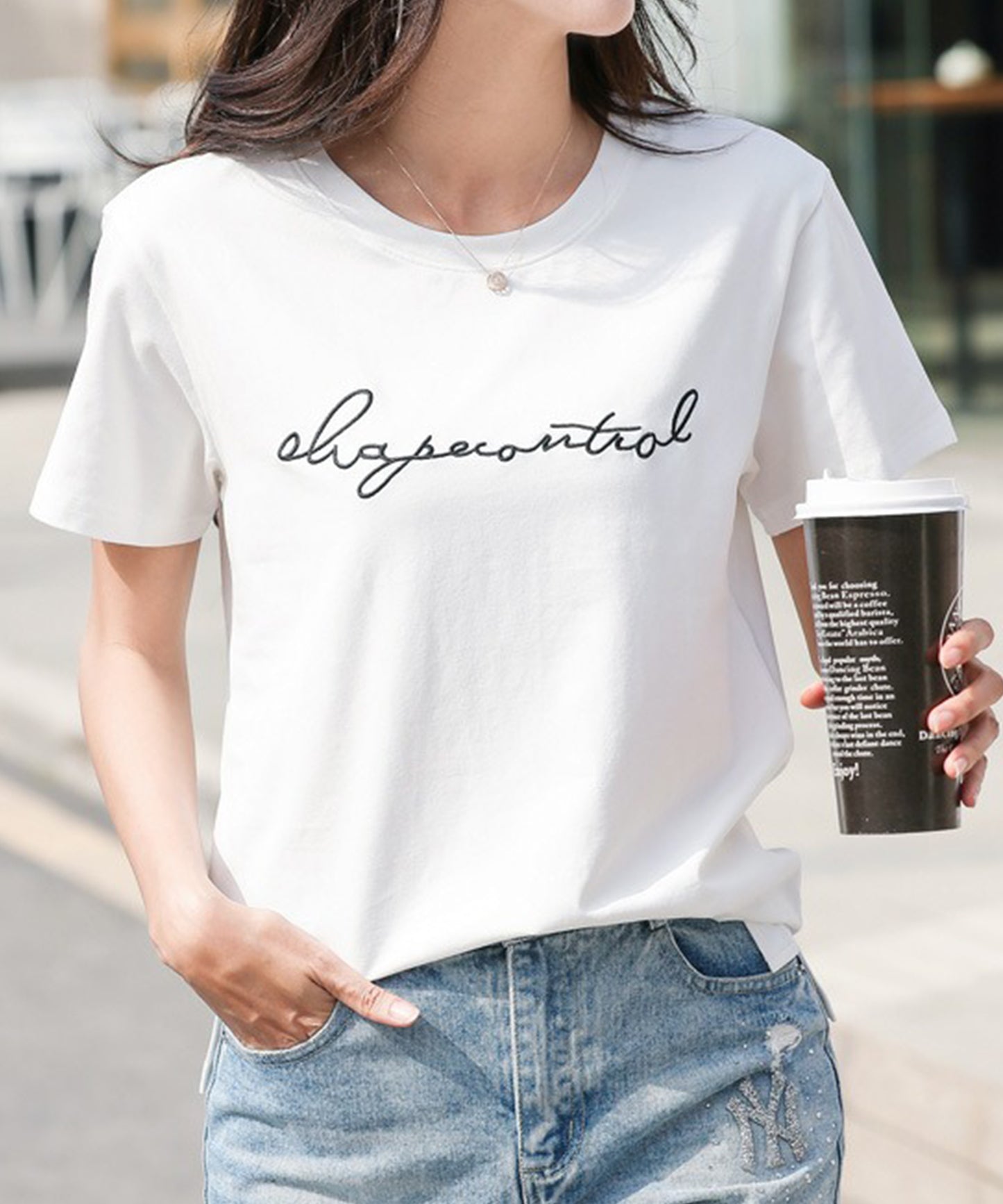 配色 ロゴ 刺繍 クルーネック Tシャツ