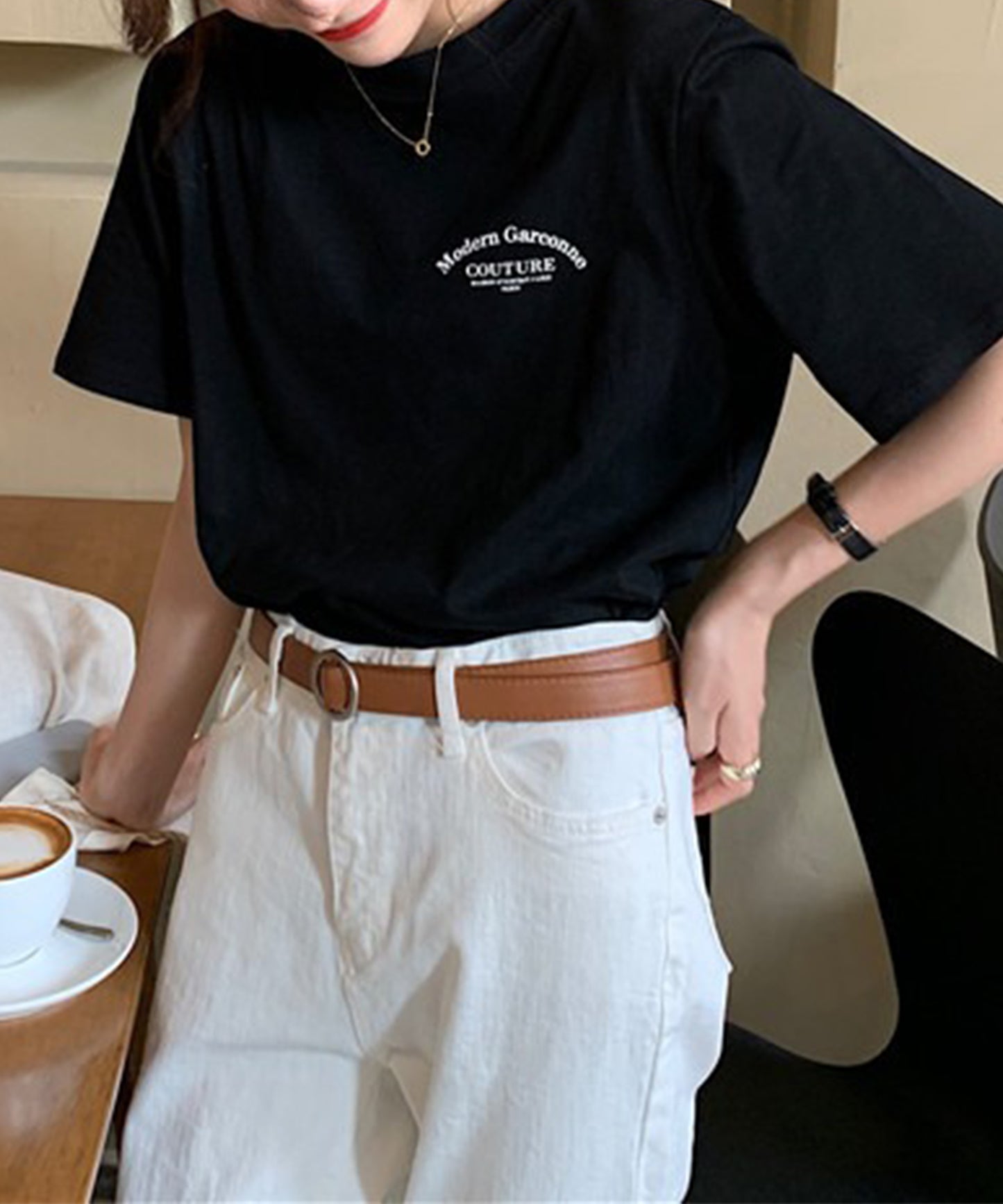 配色 ロゴ プリント クルーネック Tシャツ