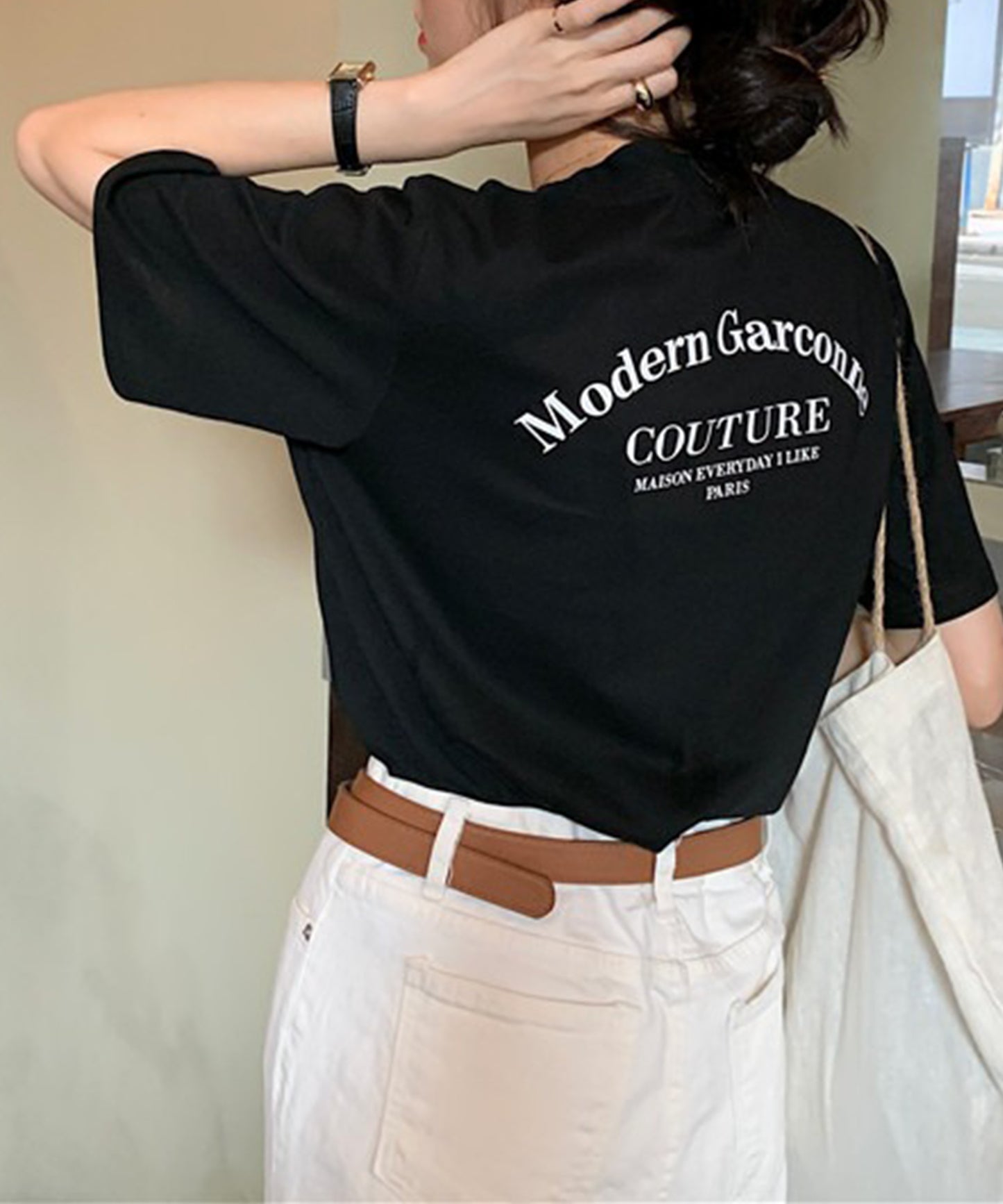 配色 ロゴ プリント クルーネック Tシャツ