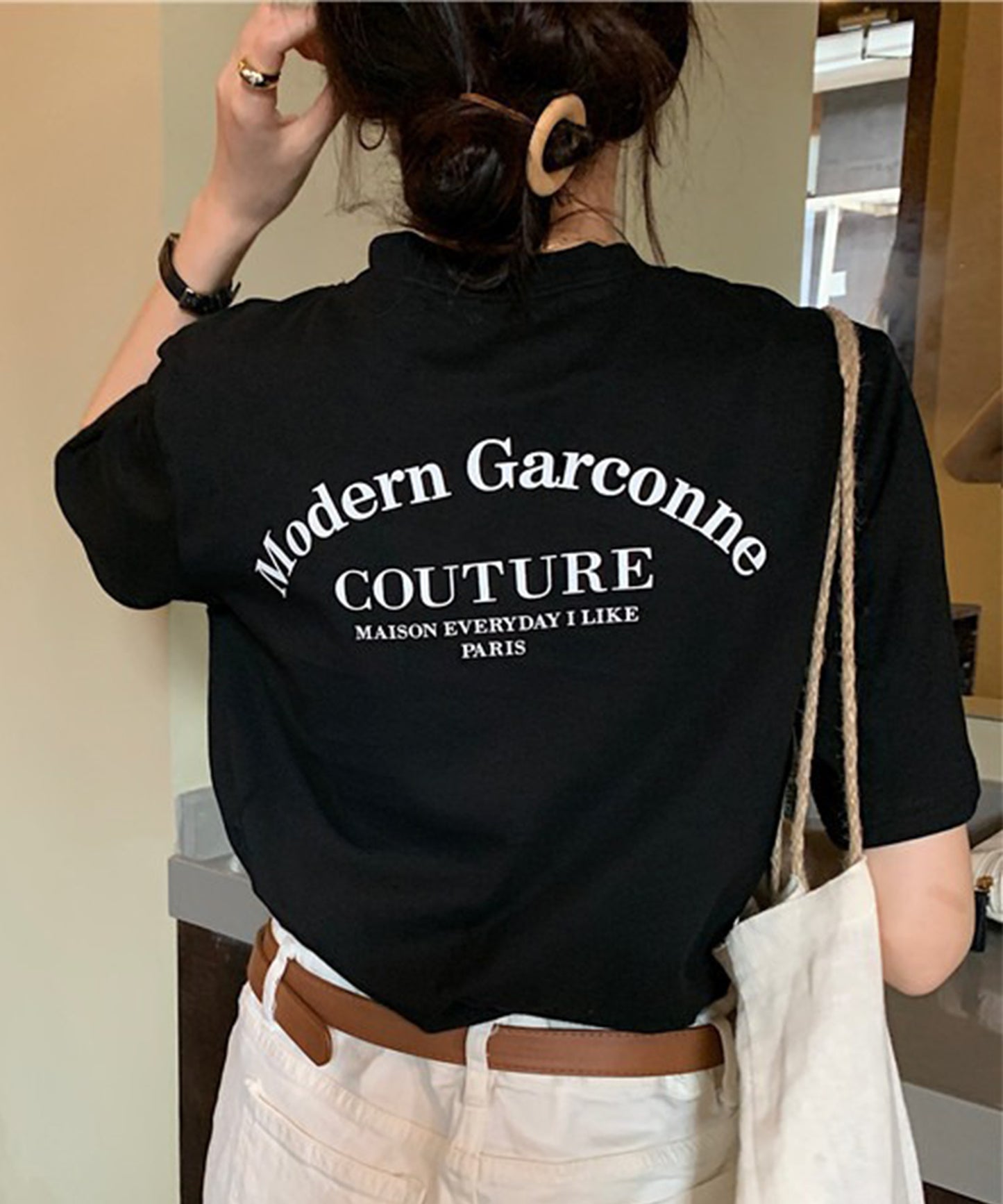 配色 ロゴ プリント クルーネック Tシャツ