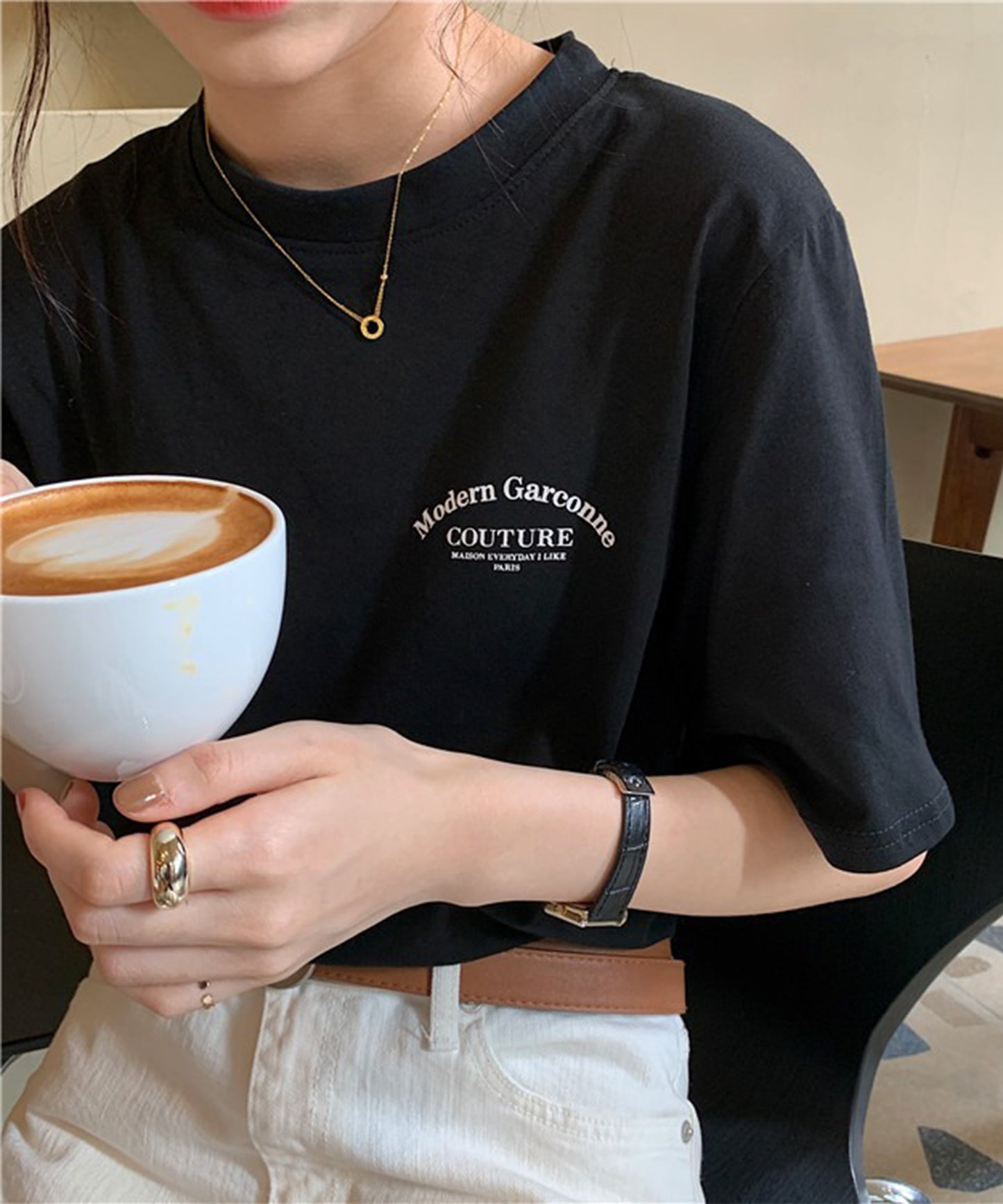 配色 ロゴ プリント クルーネック Tシャツ