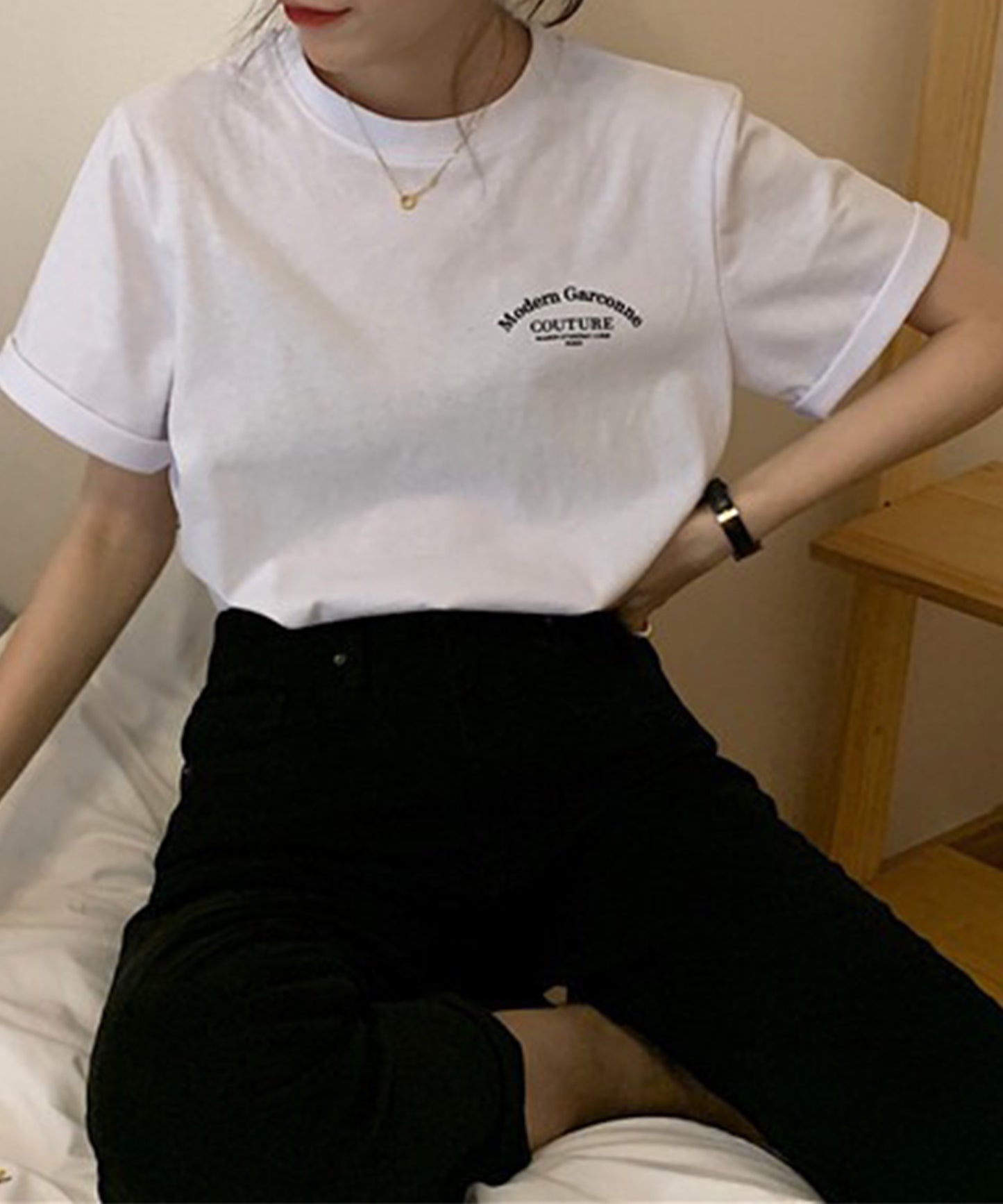 配色 ロゴ プリント クルーネック Tシャツ