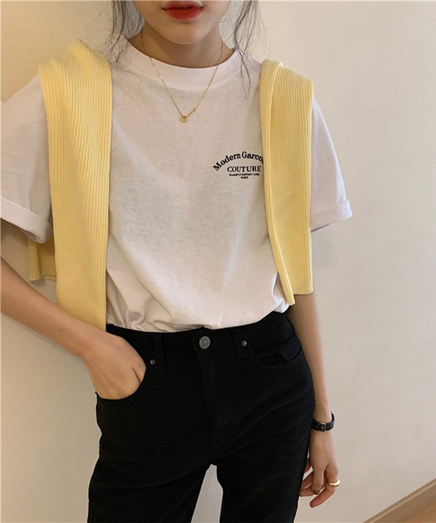 配色 ロゴ プリント クルーネック Tシャツ