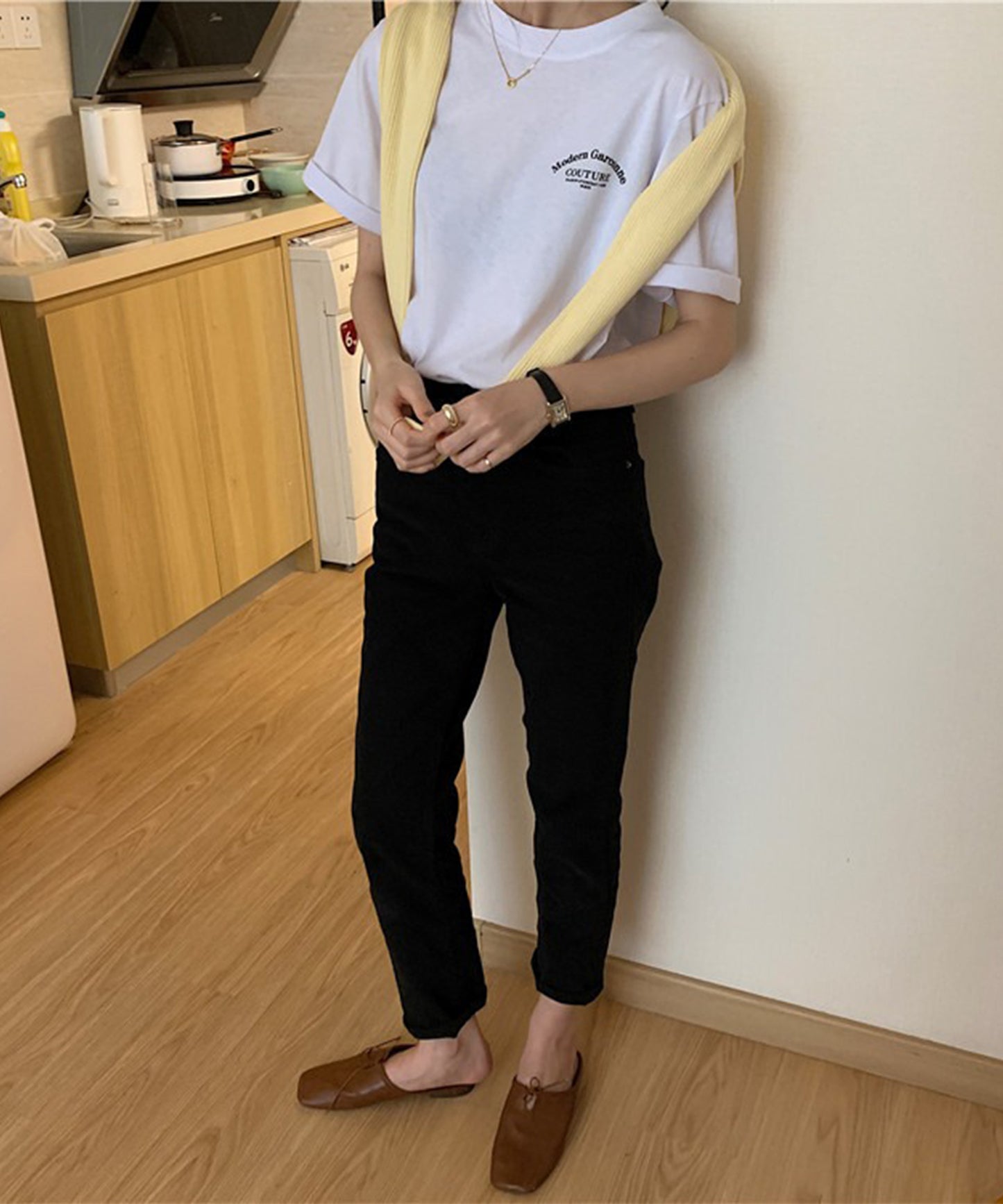 配色 ロゴ プリント クルーネック Tシャツ