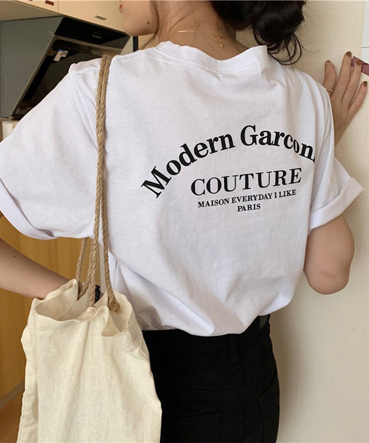 配色 ロゴ プリント クルーネック Tシャツ