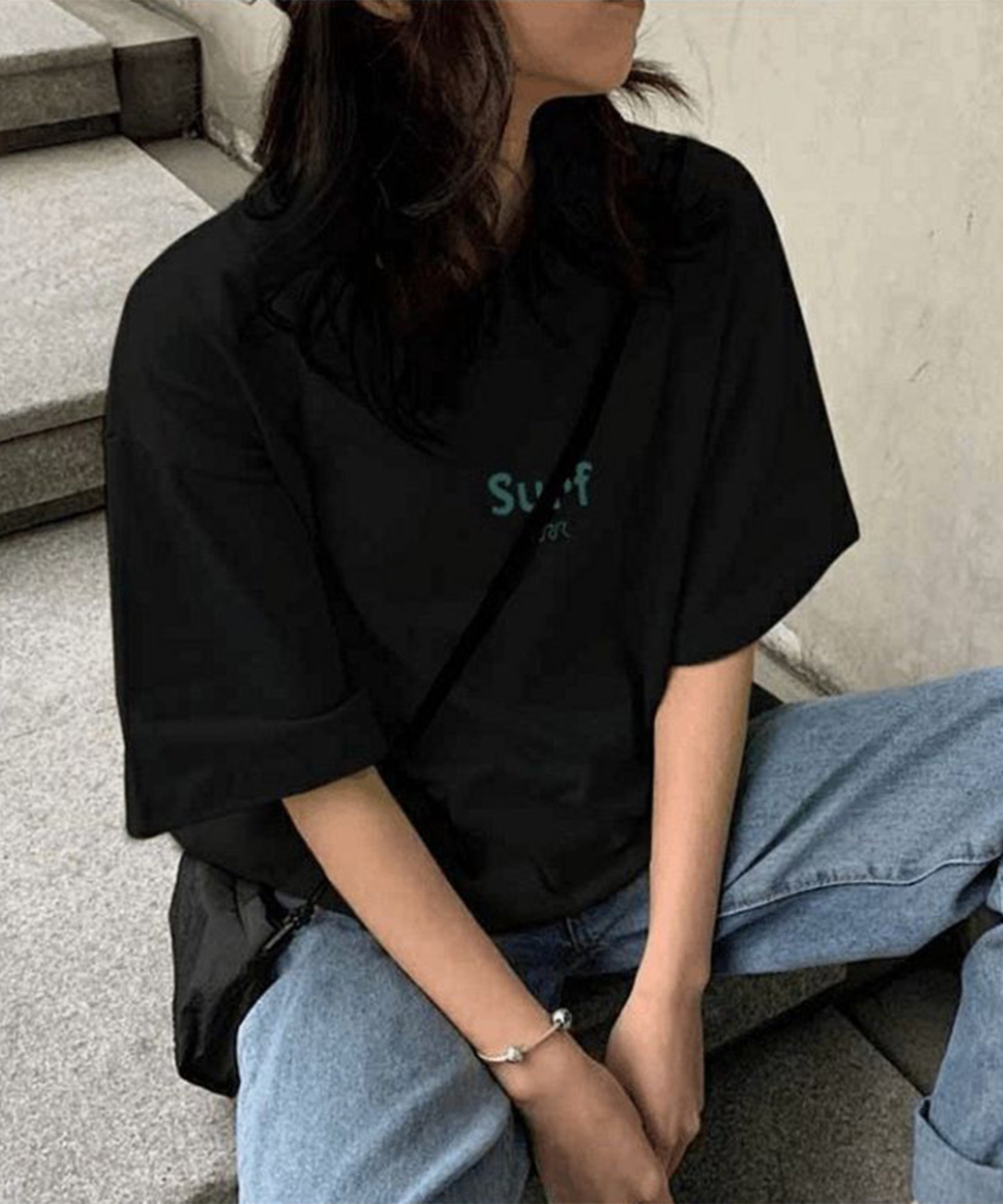 配色 ロゴ オーバーサイズ 半袖 Tシャツ