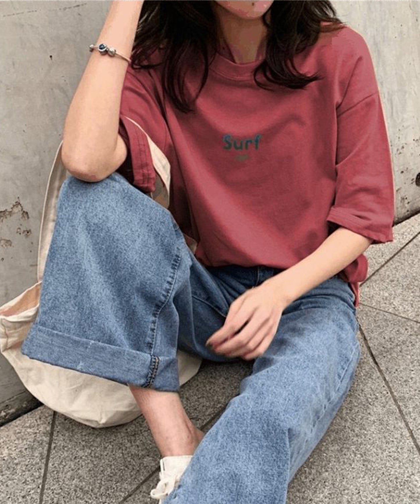 配色 ロゴ オーバーサイズ 半袖 Tシャツ