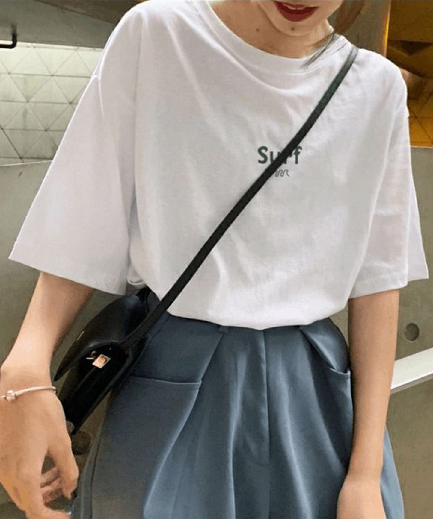 配色 ロゴ オーバーサイズ 半袖 Tシャツ
