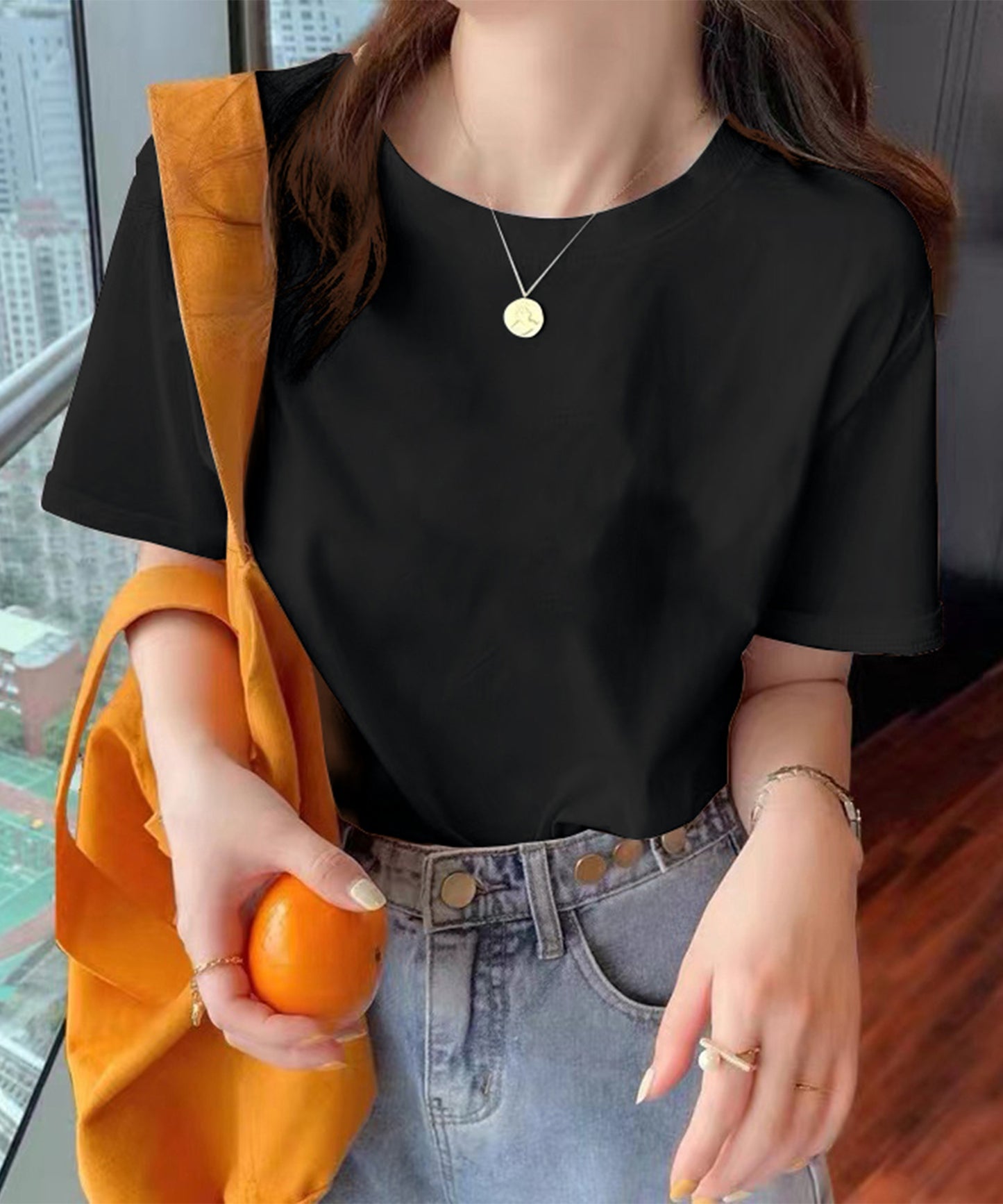 ベーシック 無地 クルーネック 半袖 Tシャツ
