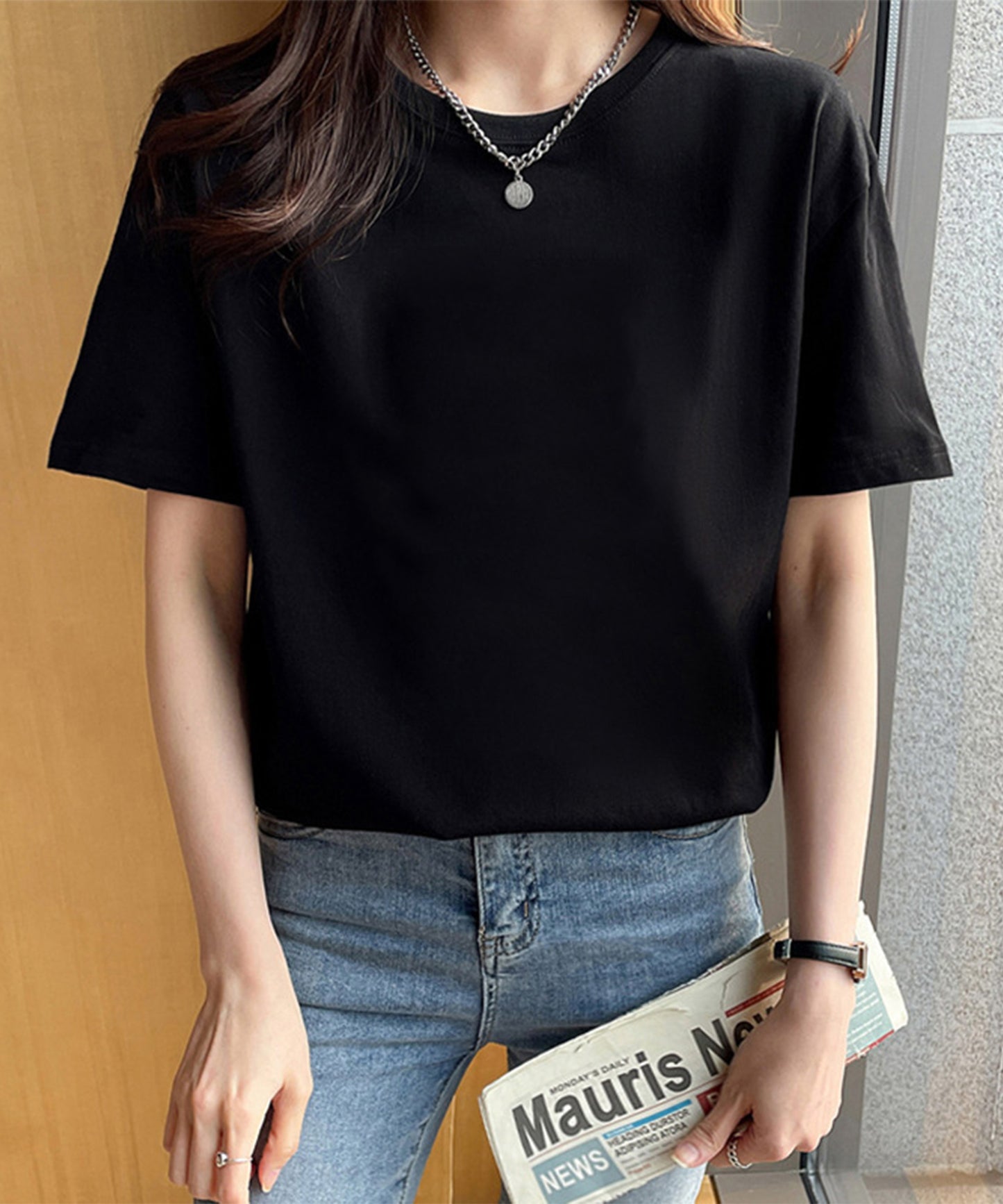 ベーシック 無地 クルーネック 半袖 Tシャツ