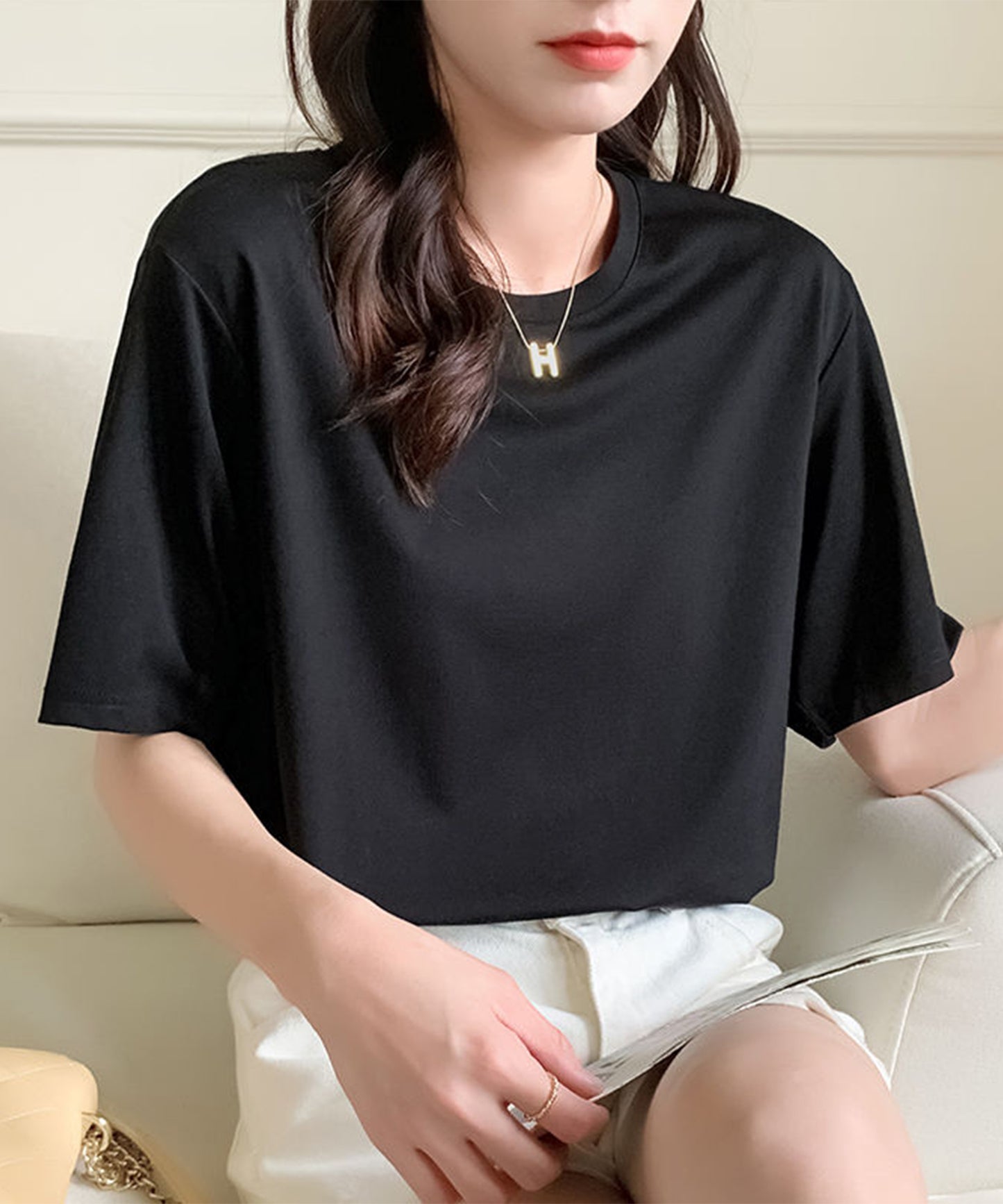 ベーシック 無地 クルーネック 半袖 Tシャツ