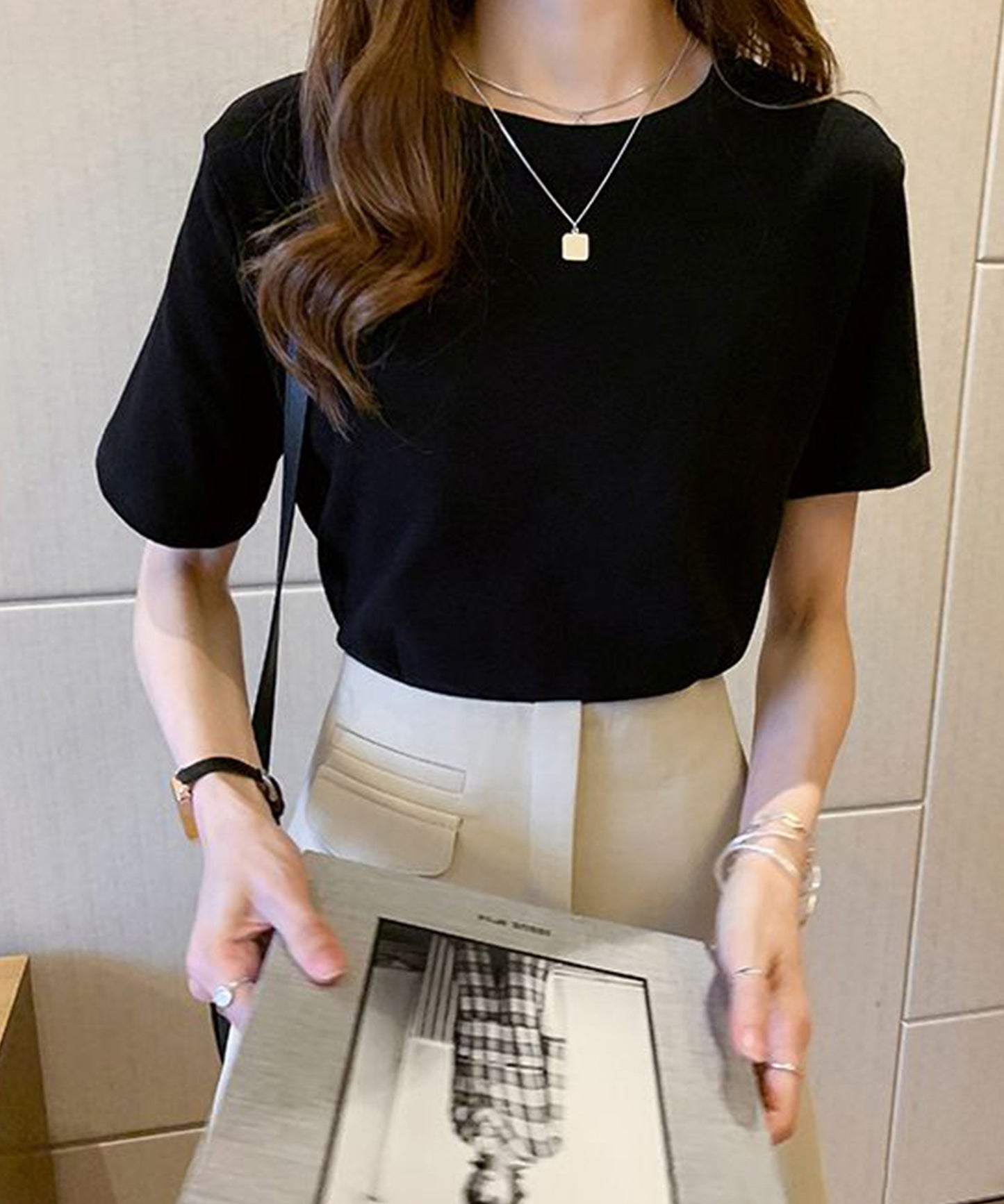 ベーシック 無地 クルーネック 半袖 Tシャツ