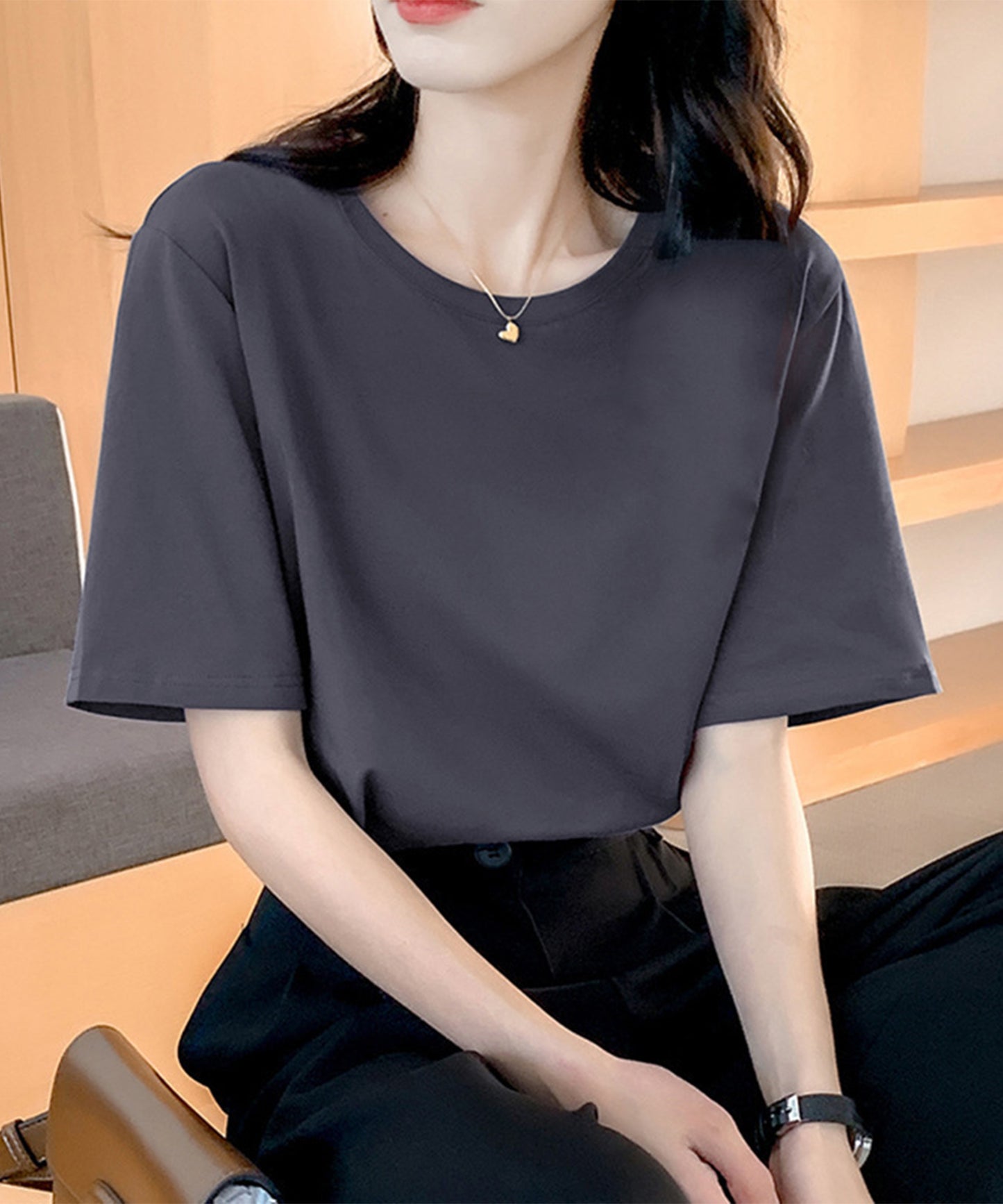 ベーシック 無地 クルーネック 半袖 Tシャツ