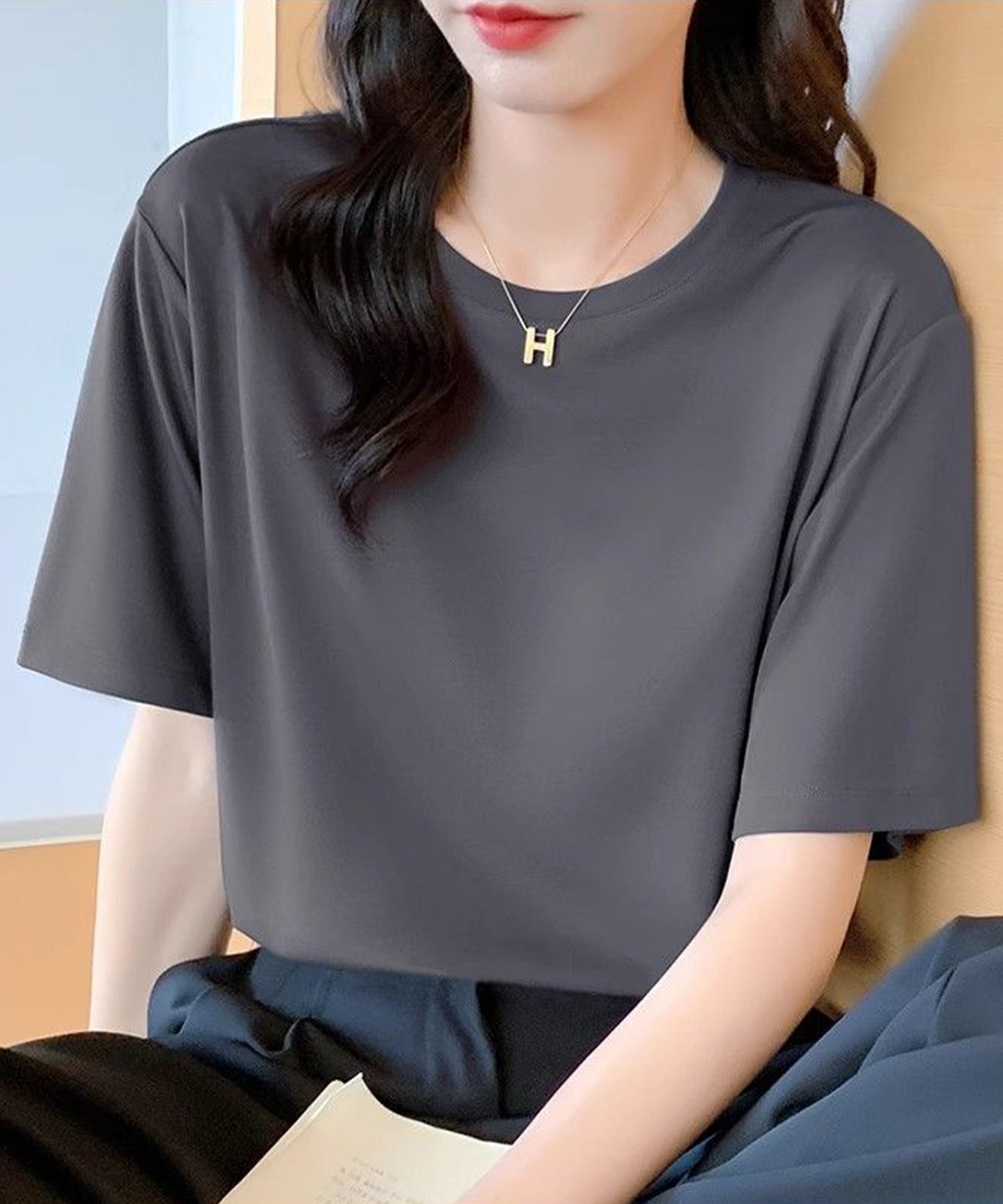 ベーシック 無地 クルーネック 半袖 Tシャツ