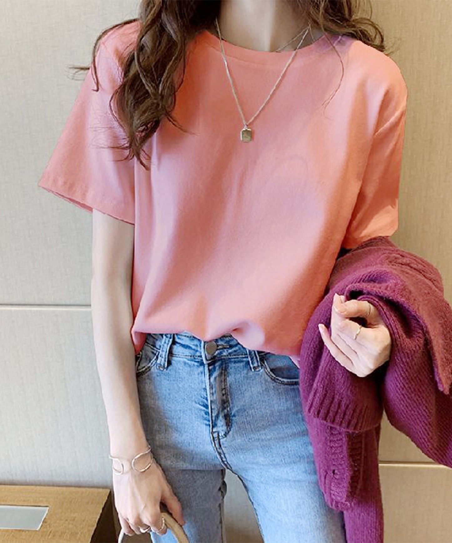 ベーシック 無地 クルーネック 半袖 Tシャツ