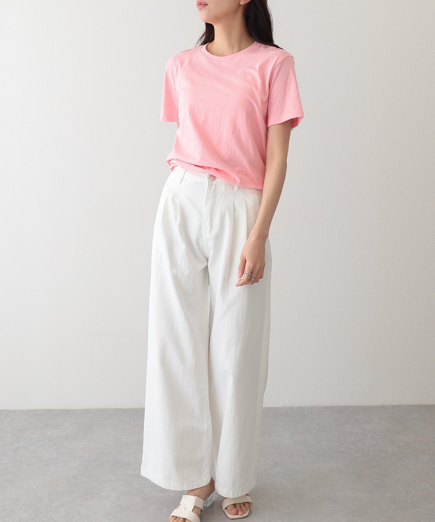 ベーシック 無地 クルーネック 半袖 Tシャツ