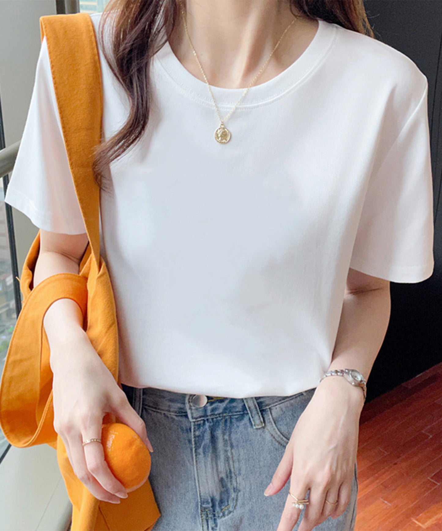 ベーシック 無地 クルーネック 半袖 Tシャツ