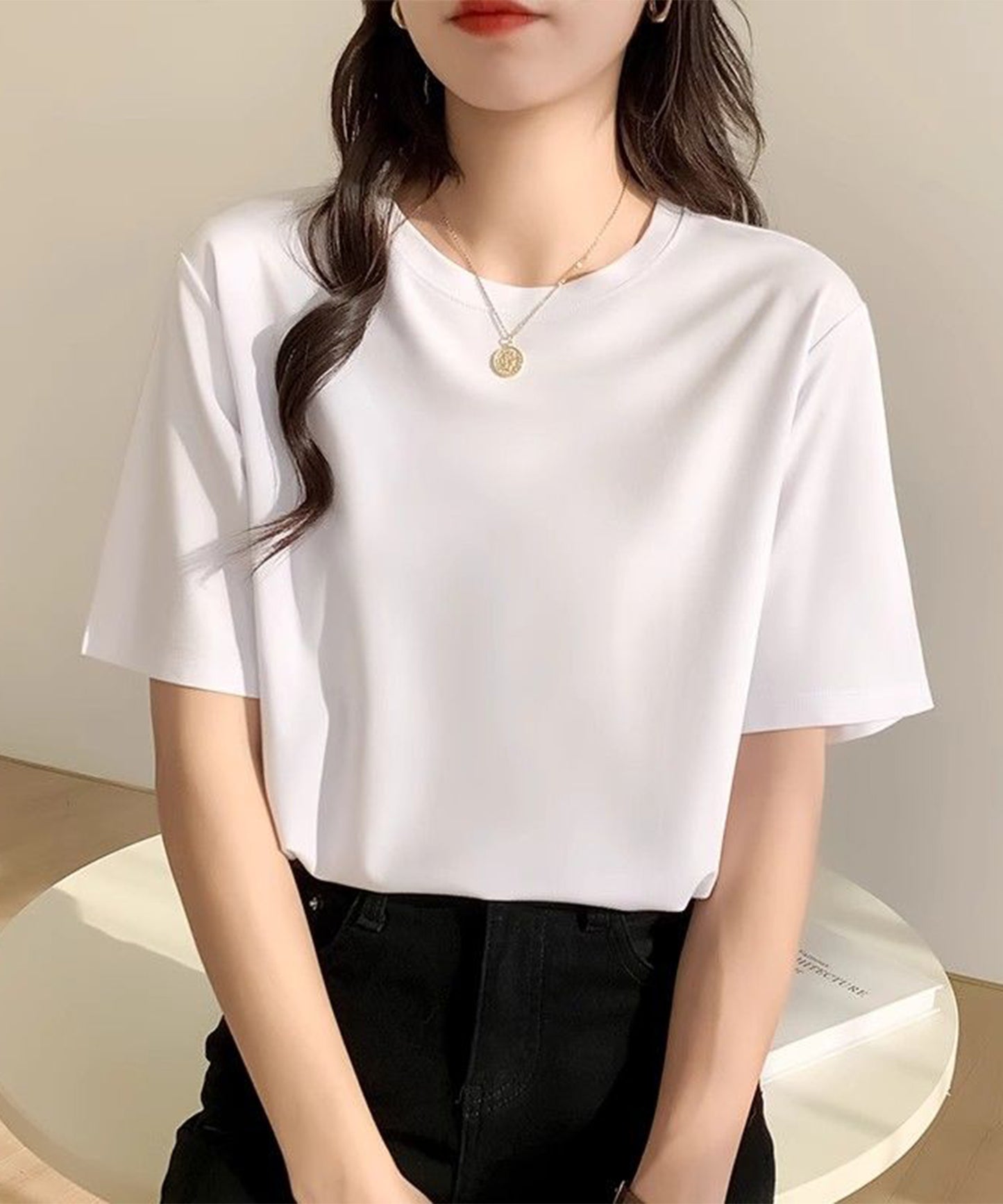 ベーシック 無地 クルーネック 半袖 Tシャツ