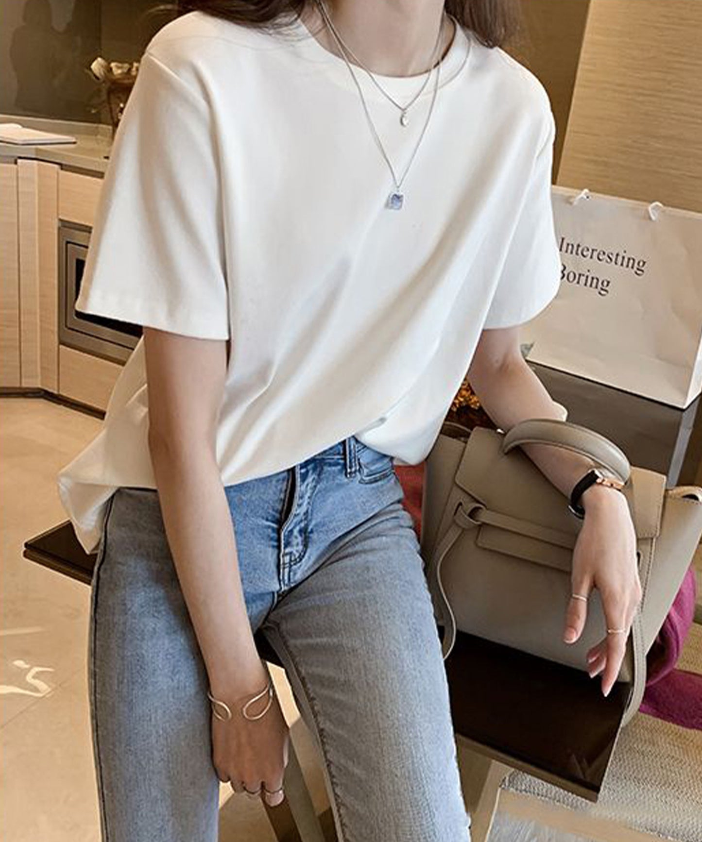 ベーシック 無地 クルーネック 半袖 Tシャツ