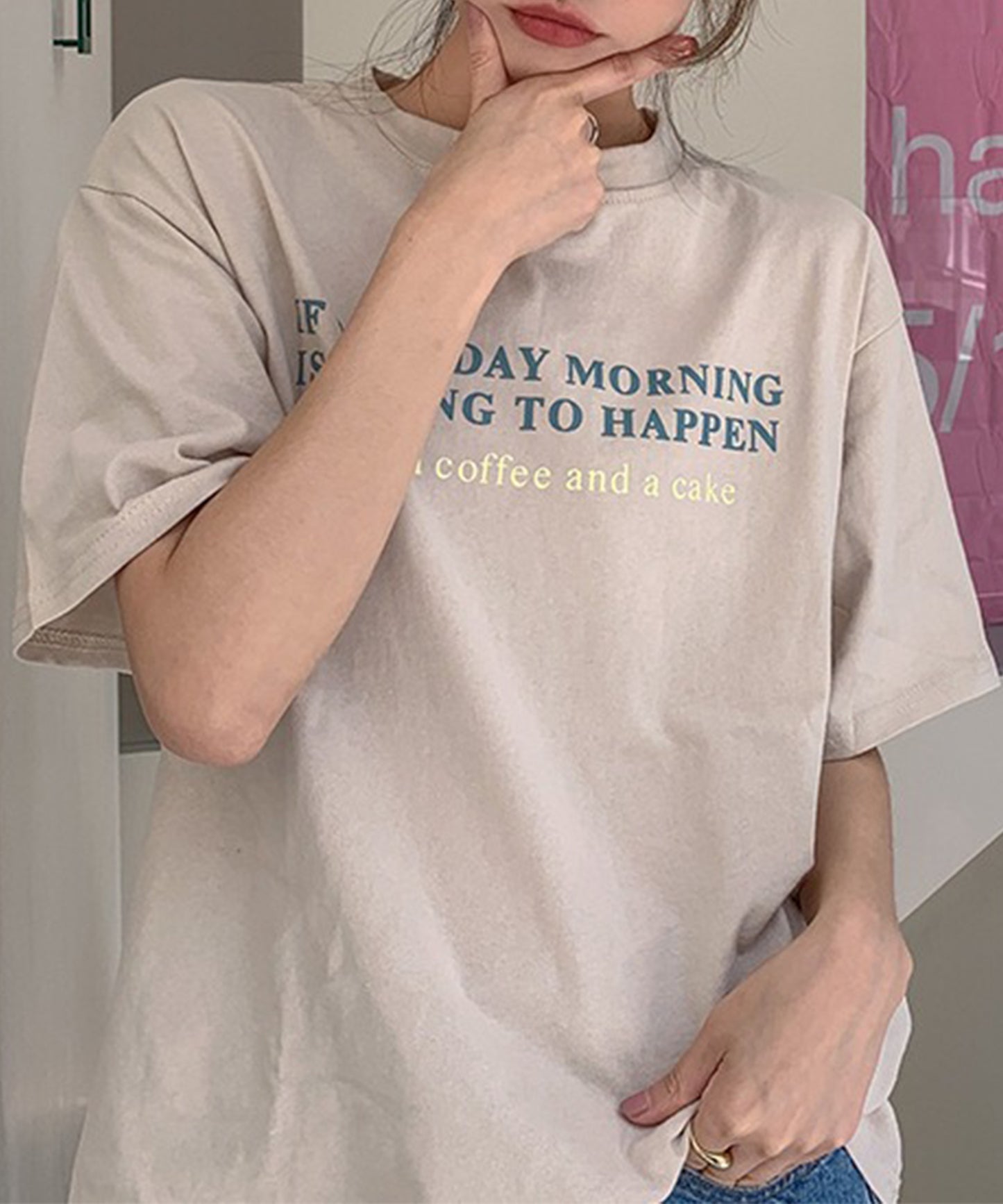 配色 ロゴプリント クルーネック 半袖 Tシャツ