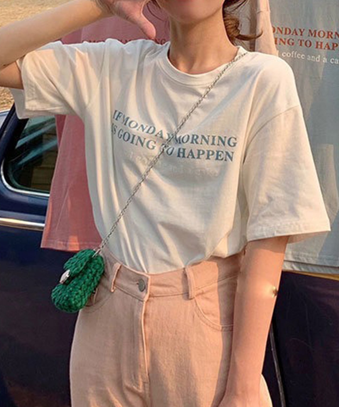配色 ロゴプリント クルーネック 半袖 Tシャツ