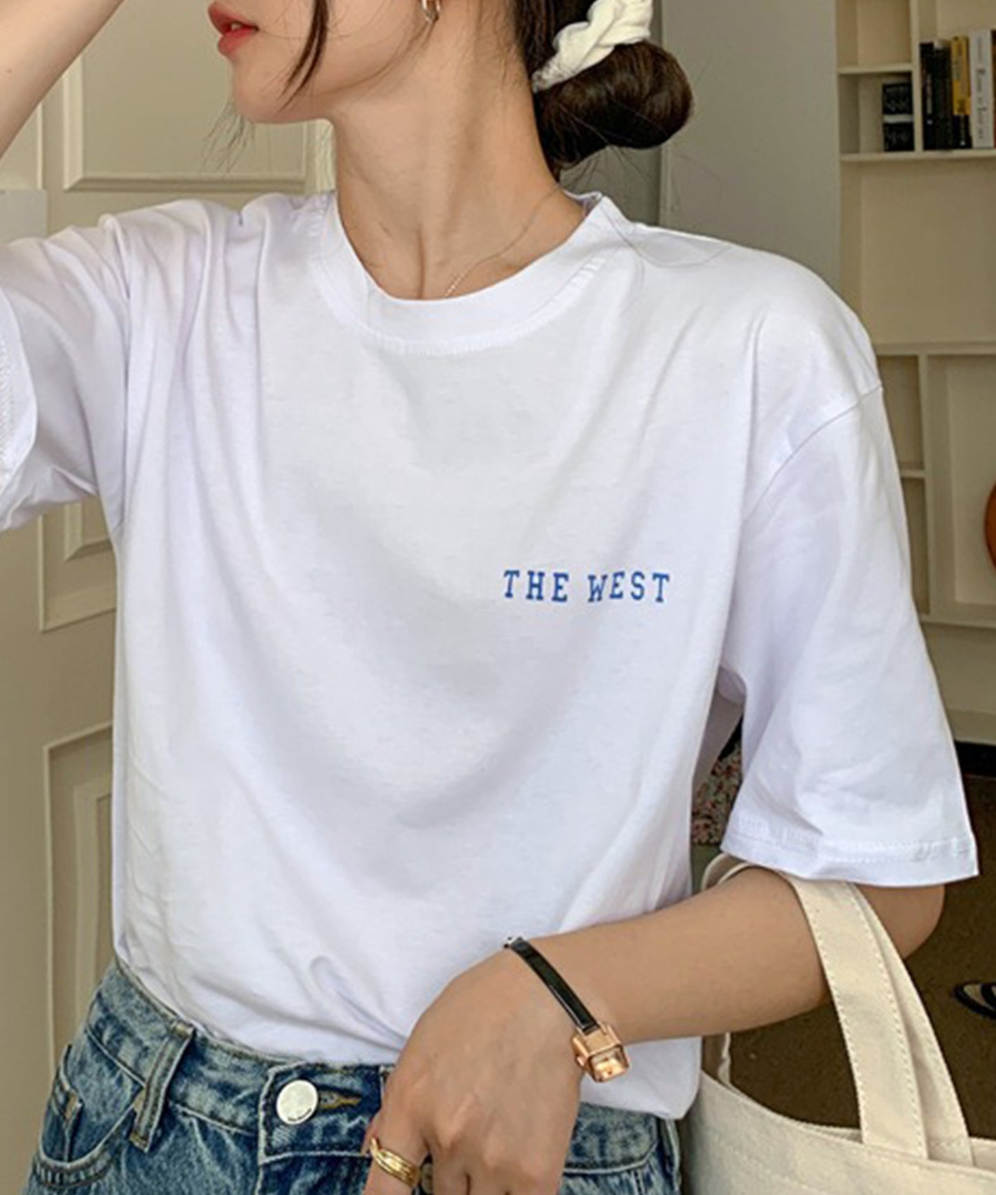配色 ロゴ クルーネック 半袖 Tシャツ