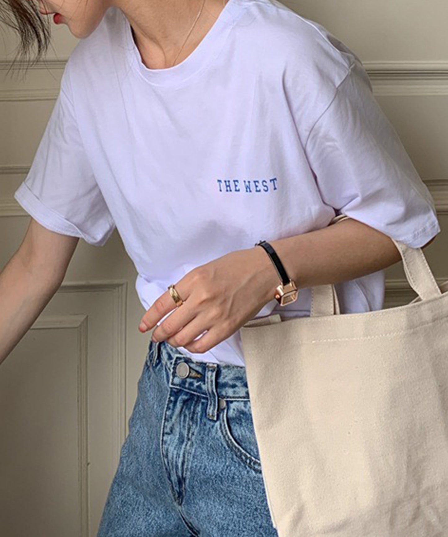 配色 ロゴ クルーネック 半袖 Tシャツ