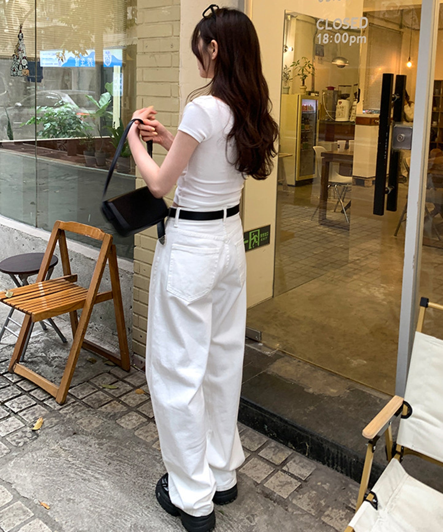 ドレープ 半袖 リブ オフショルダー Tシャツ