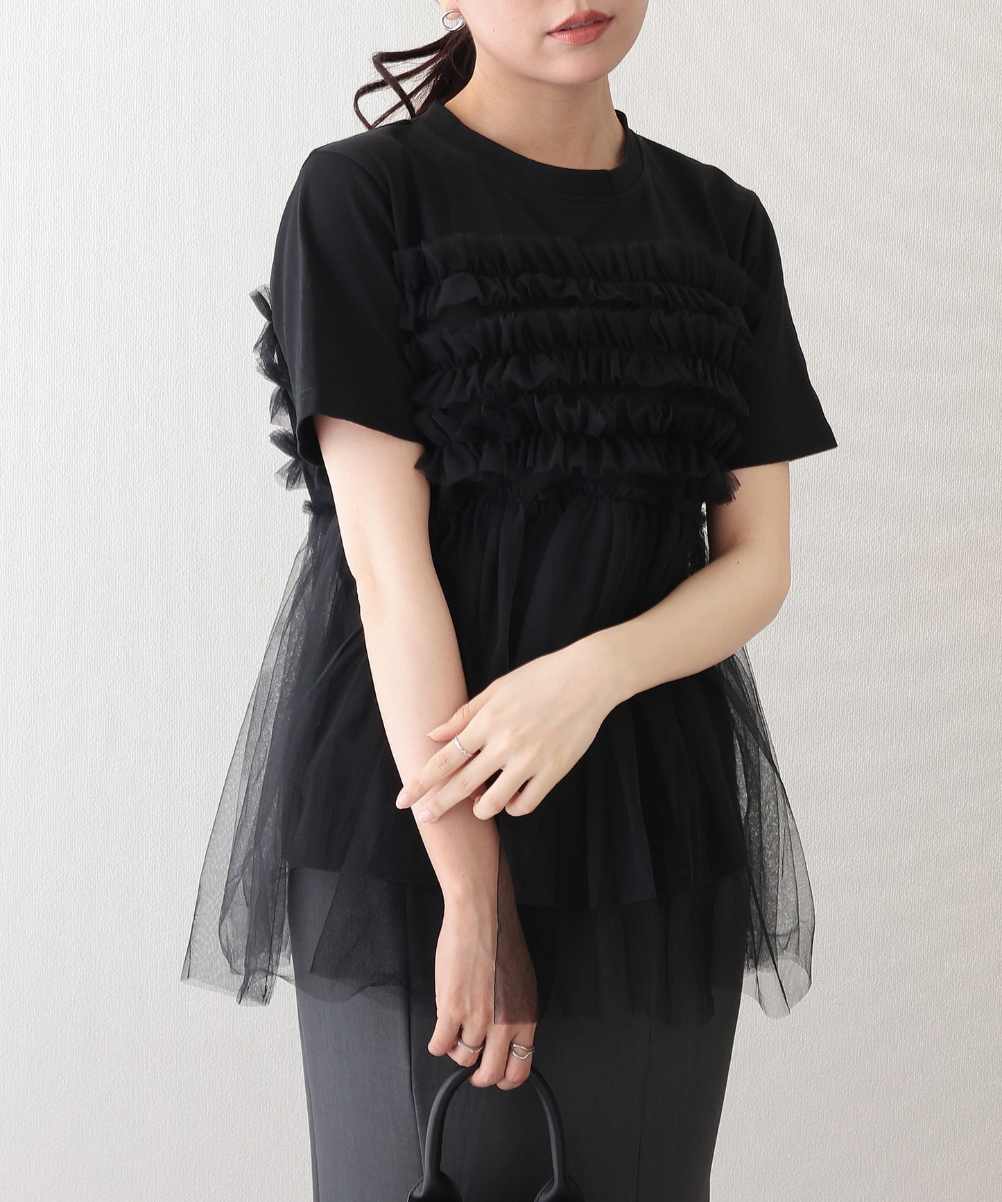チュール ビスチェ ドッキング 半袖 Tシャツ