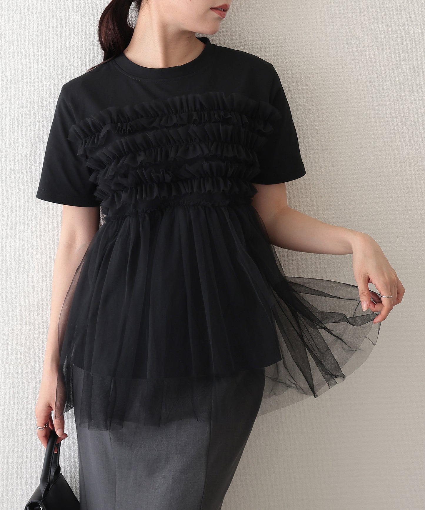 チュール ビスチェ ドッキング 半袖 Tシャツ