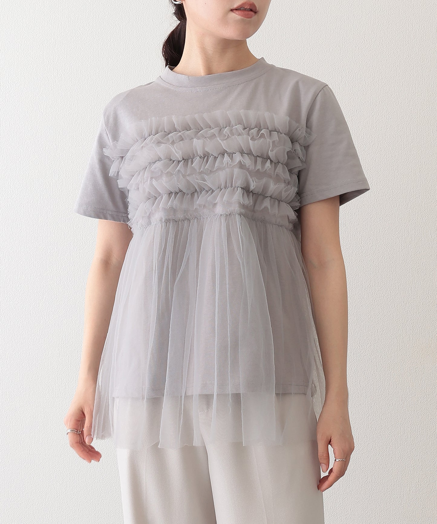 チュール ビスチェ ドッキング 半袖 Tシャツ