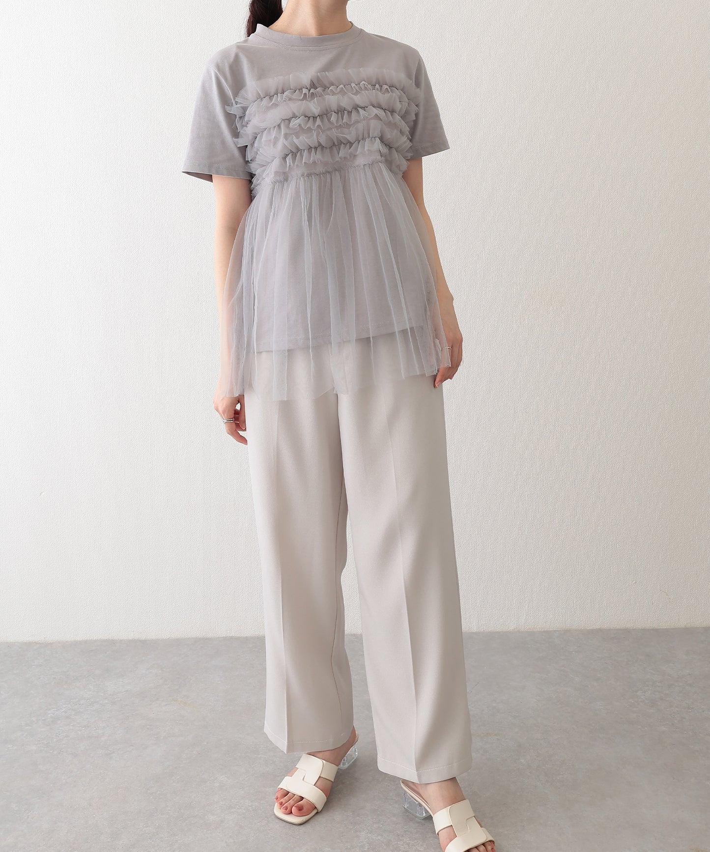 チュール ビスチェ ドッキング 半袖 Tシャツ