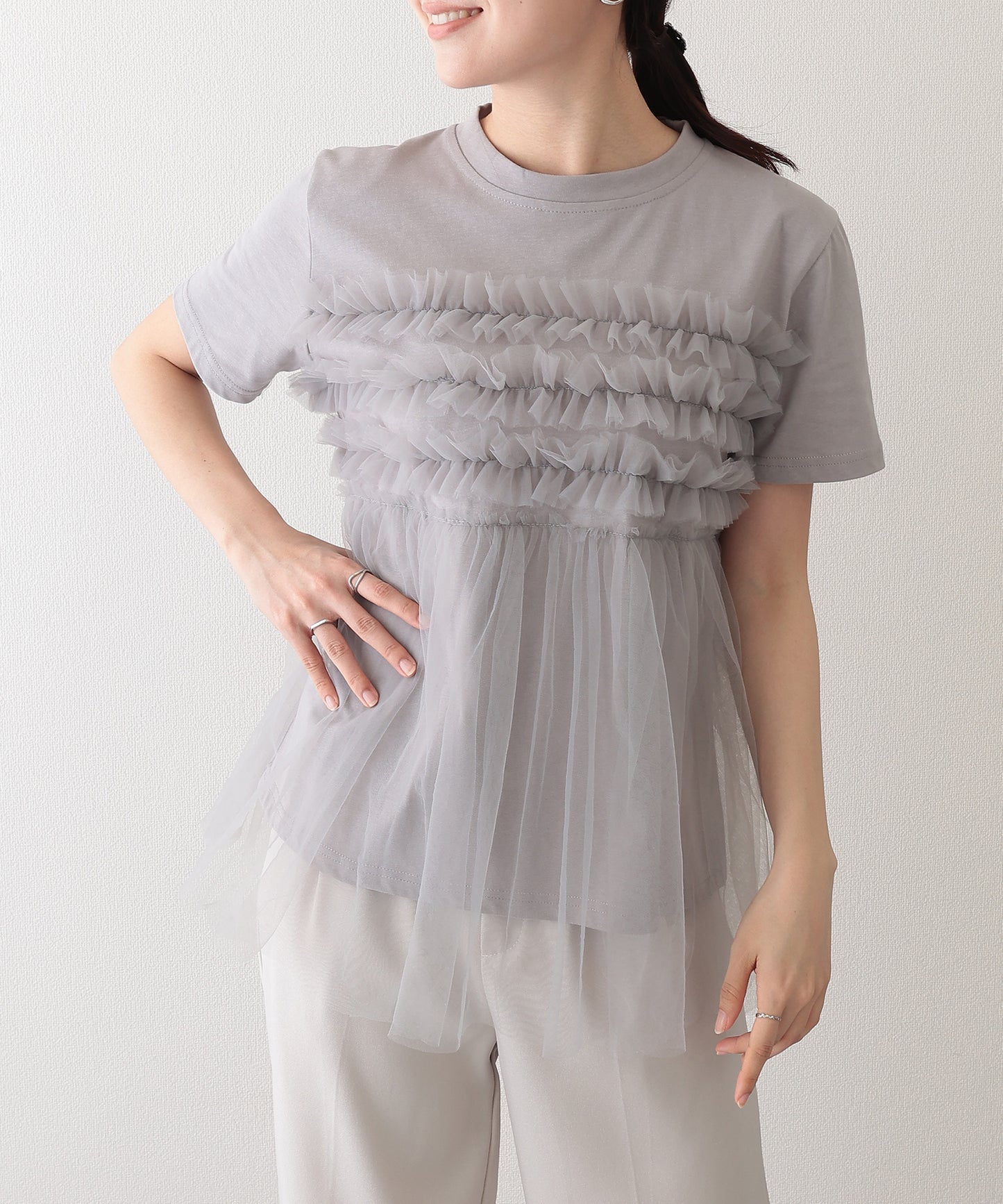 チュール ビスチェ ドッキング 半袖 Tシャツ