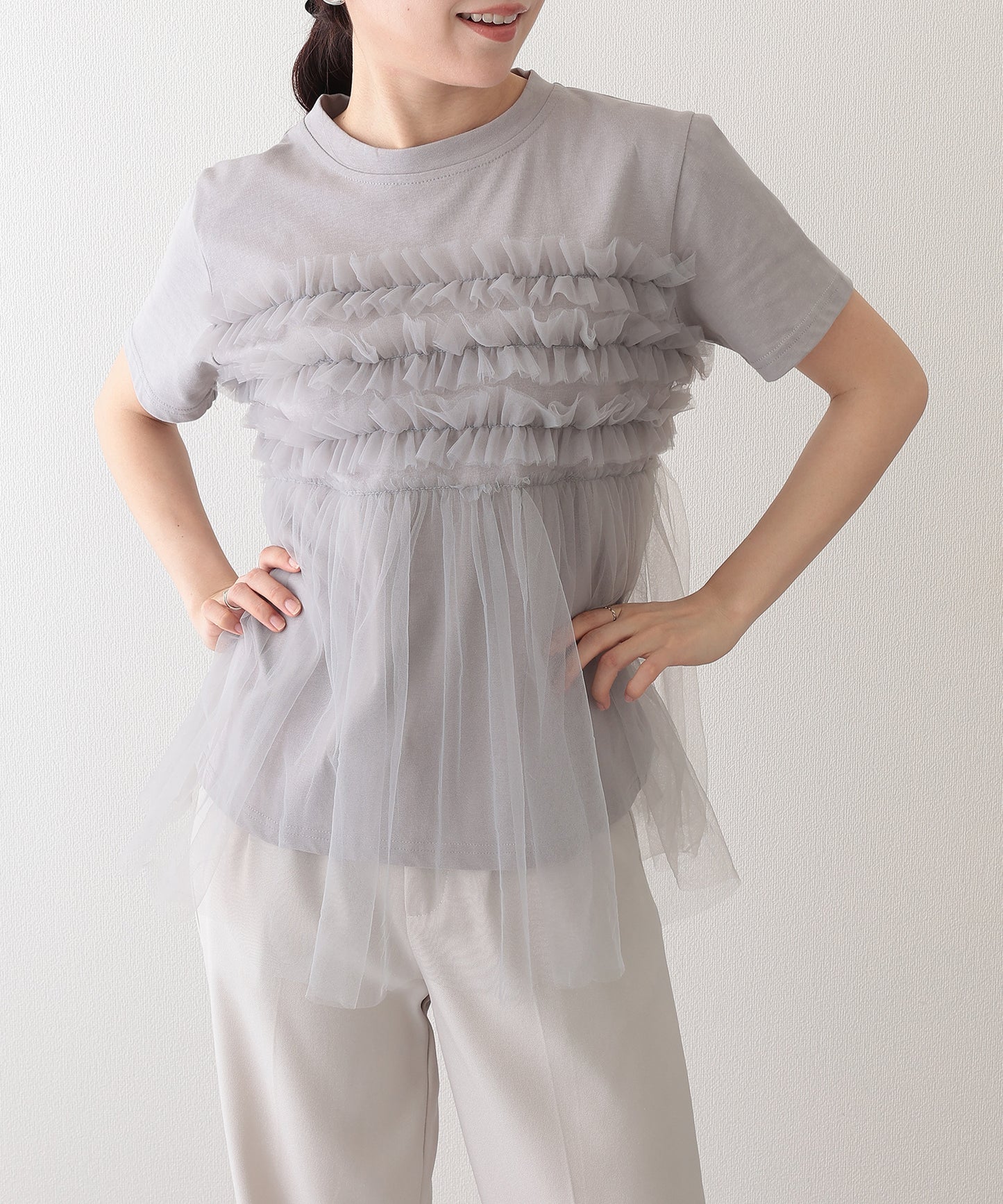 チュール ビスチェ ドッキング 半袖 Tシャツ