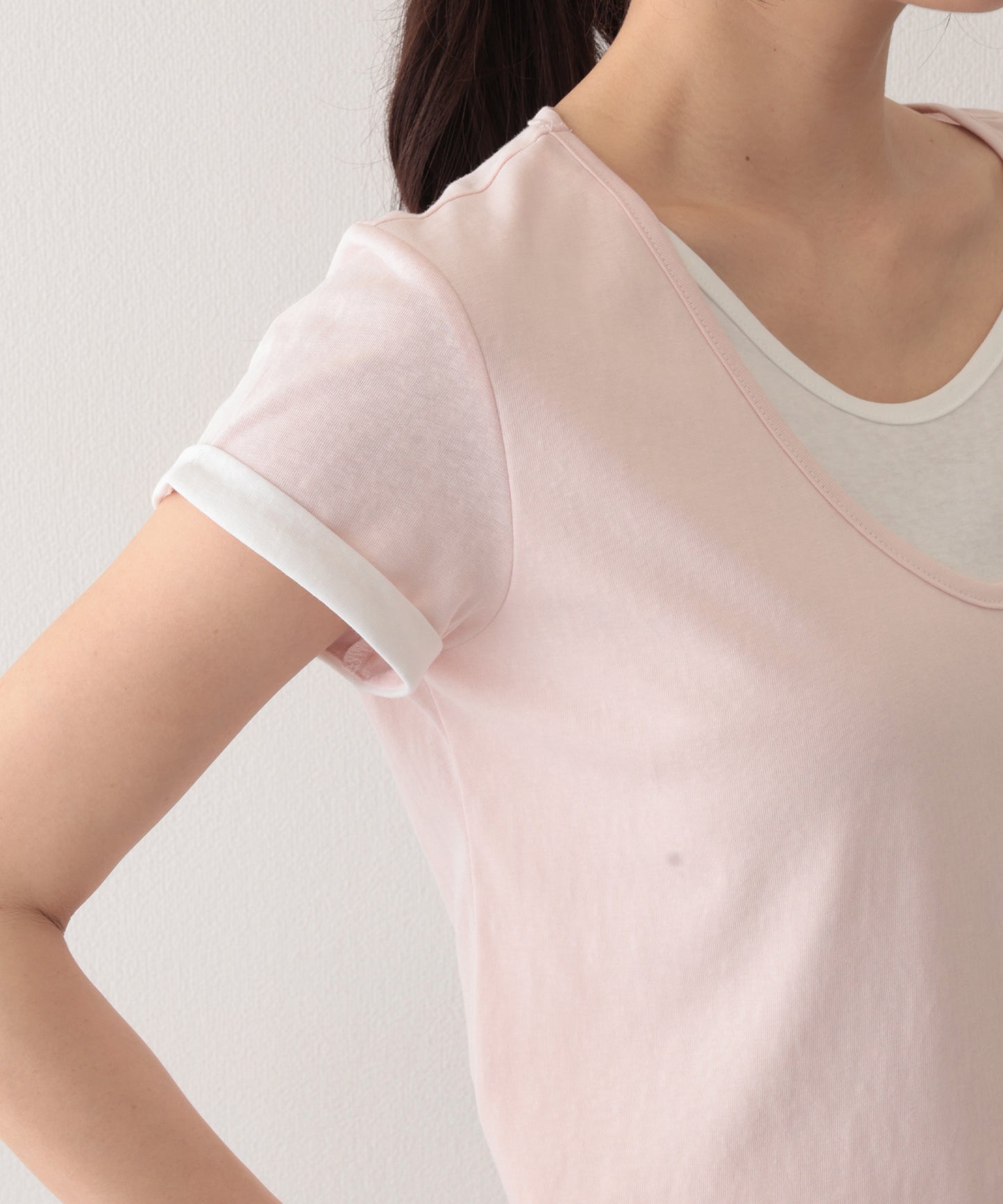 ドッキング デザイン 袖ロールアップ 半袖 Tシャツ