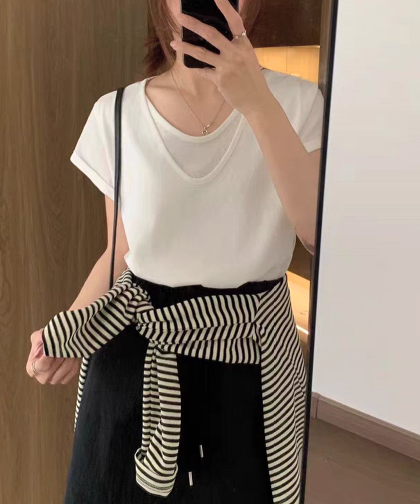 ドッキング デザイン 袖ロールアップ 半袖 Tシャツ